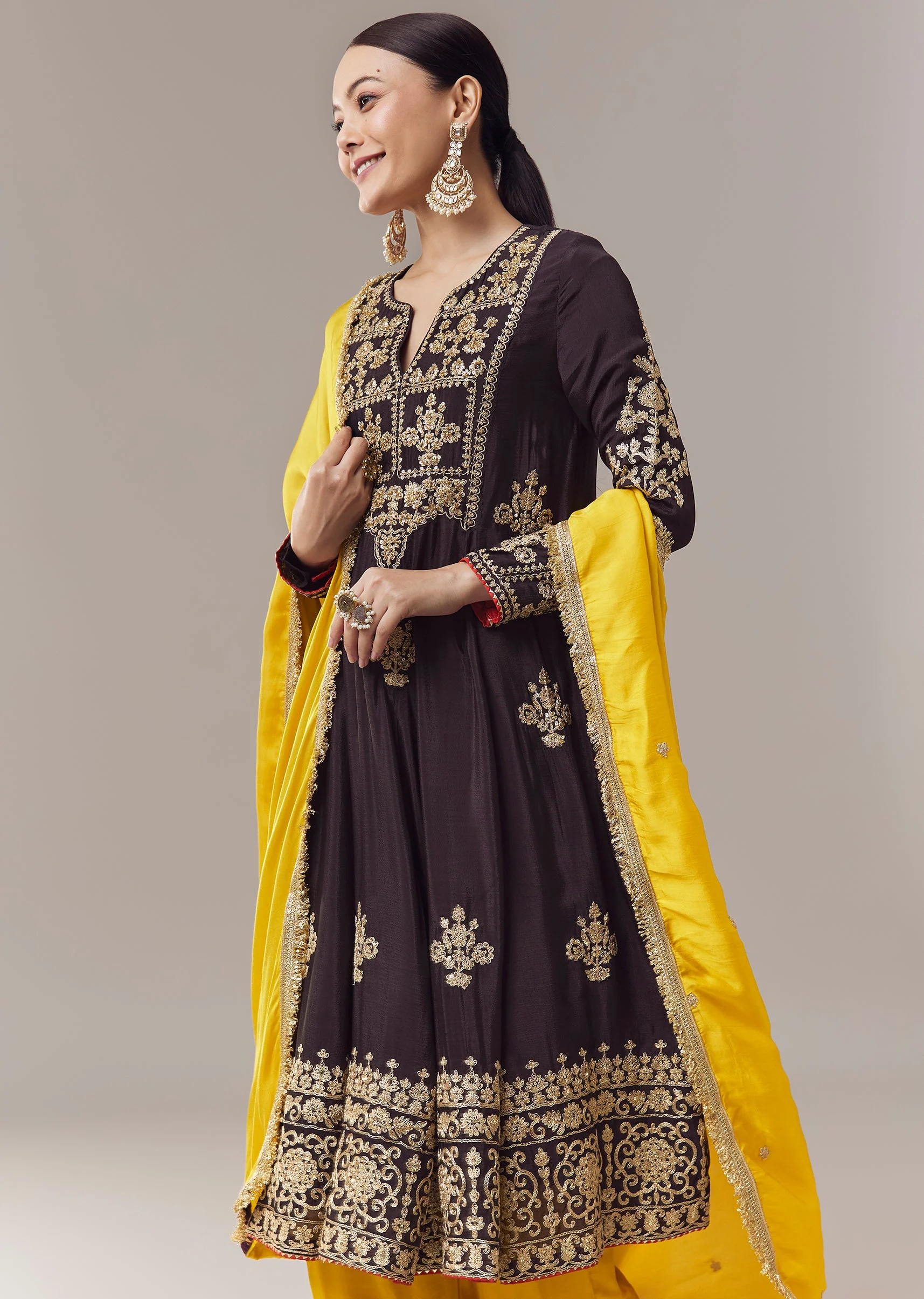 Black Anarkali Suit With Zari Cut Dana And Sequins Work - Image 4