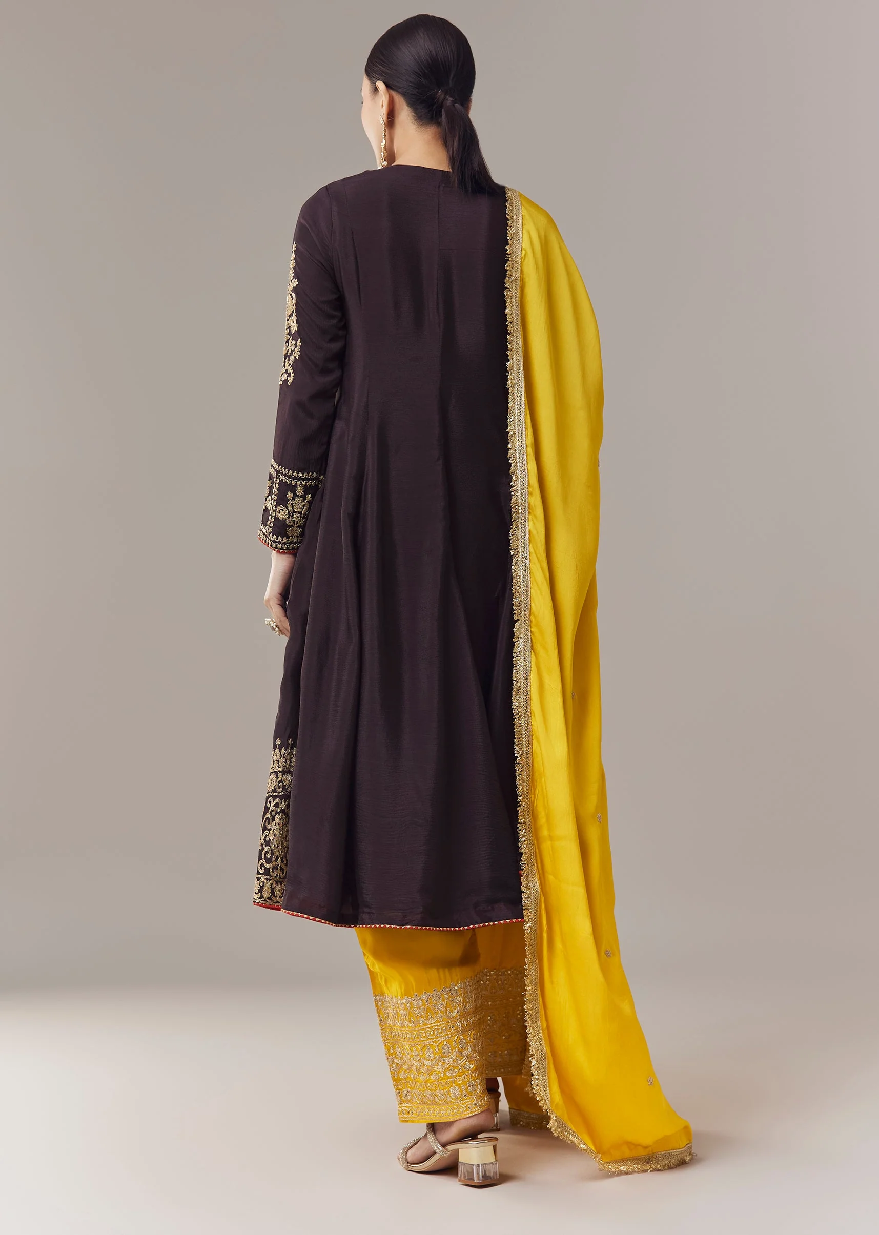 Black Anarkali Suit With Zari Cut Dana And Sequins Work - Image 5