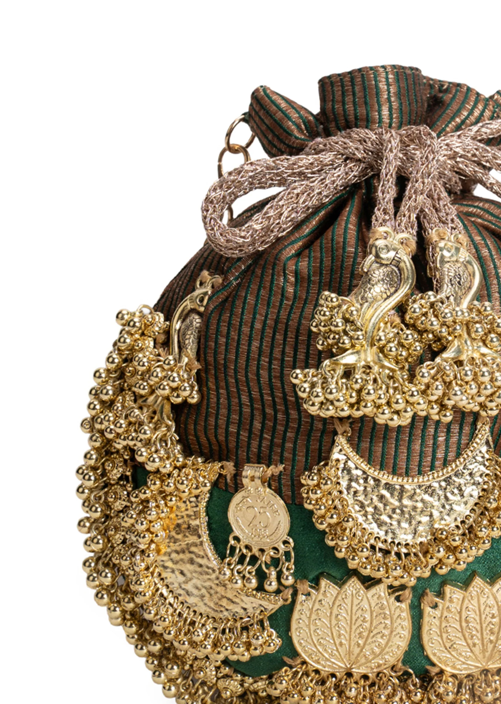 Black And Gold Cotton Potli Bag - Image 3