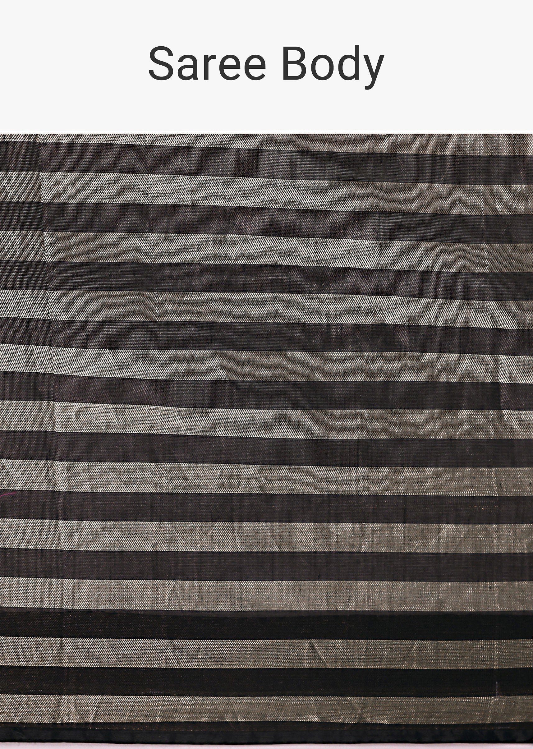Black And Silver Half Striped Chanderi Saree And Stitched Blouse - Image 8