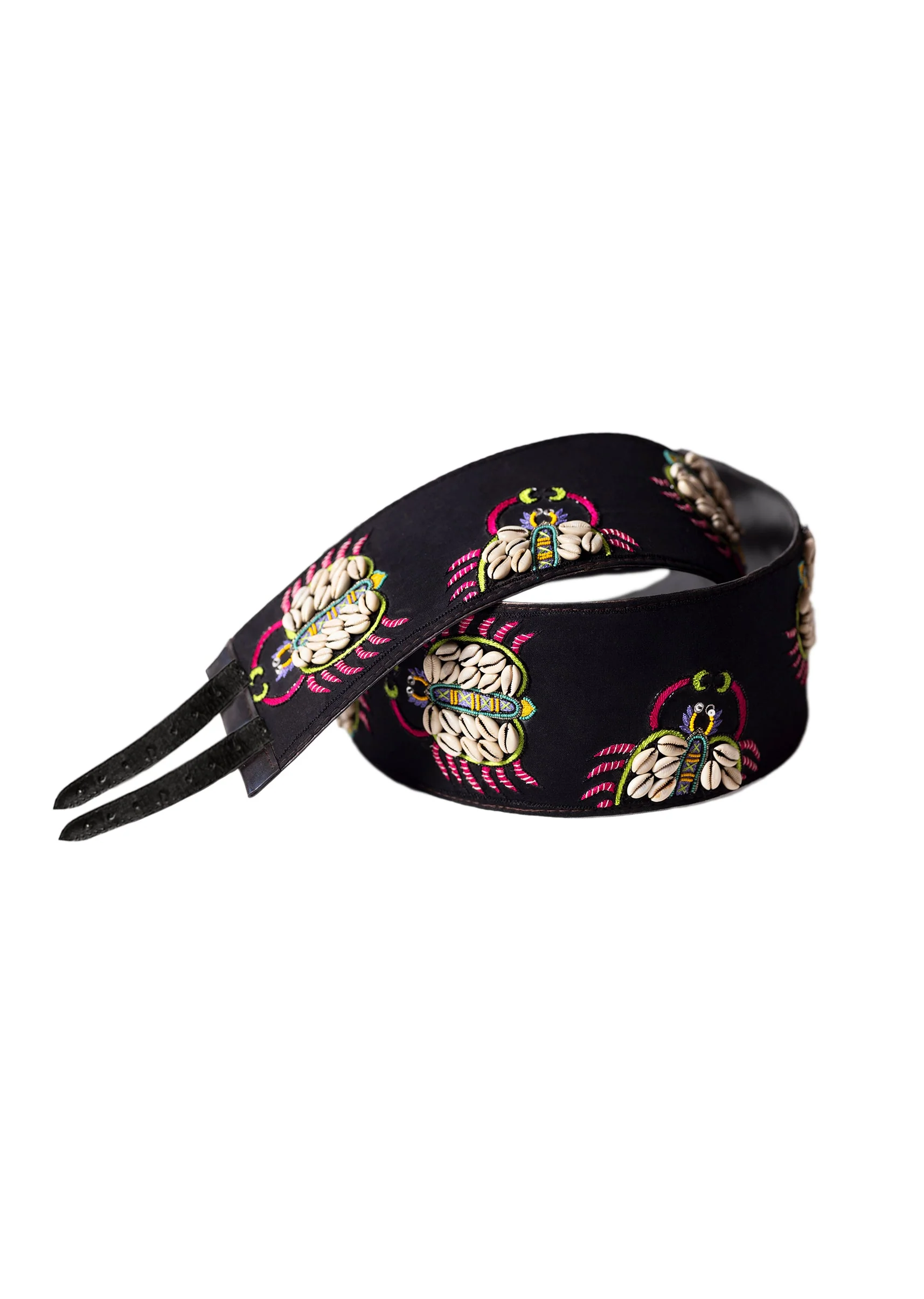 Black And White Embroidered Waist Belt - Image 3