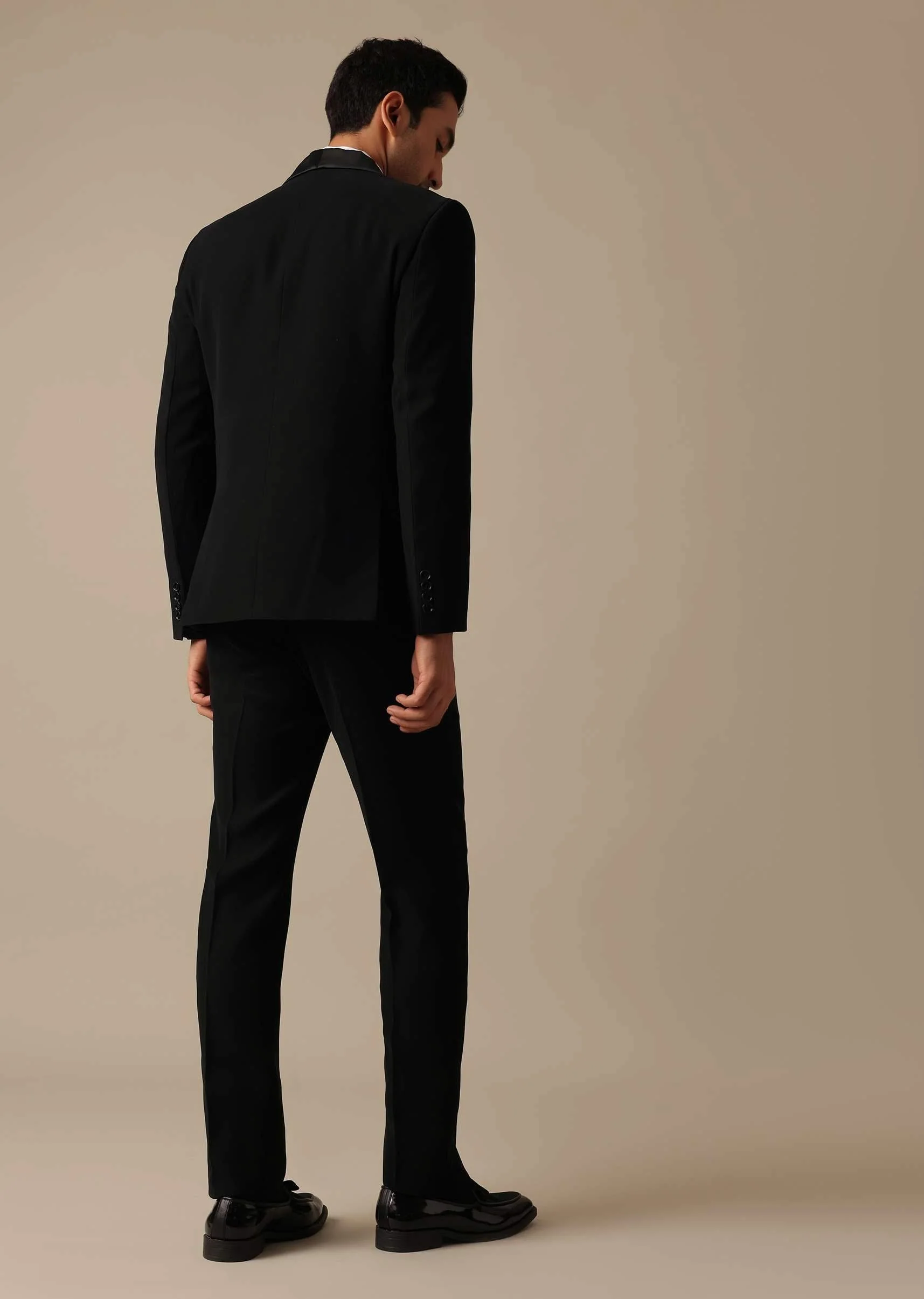 Black Blazer And Pant Set Tuxedo With Cutwork Detail - Image 10