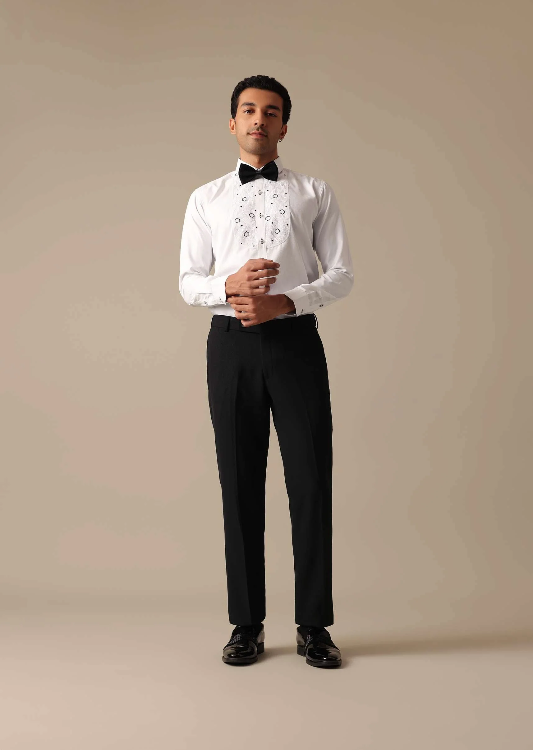 Black Blazer And Pant Set With Embroidered Detail Tuxedo Set - Image 15