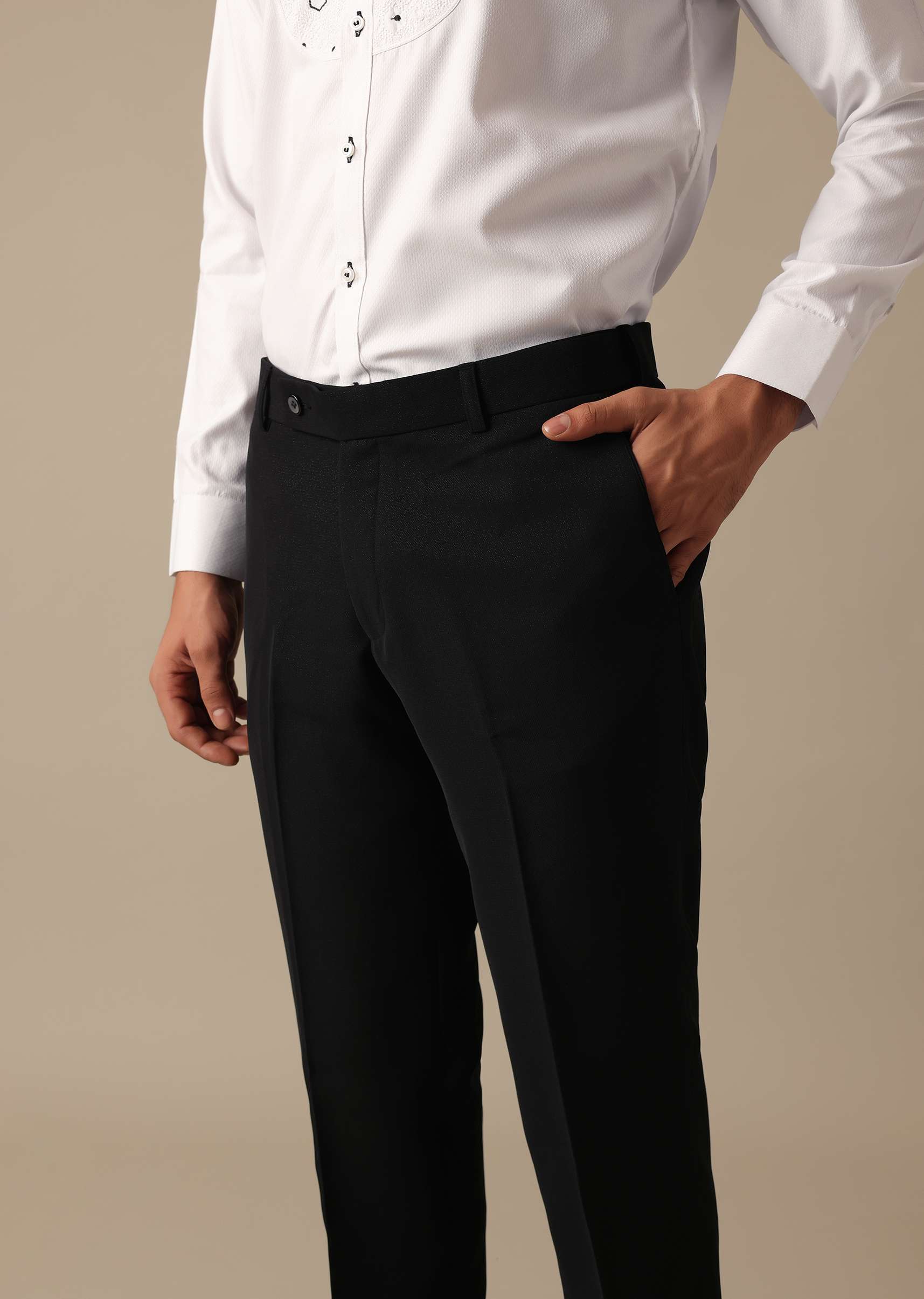 Black Blazer And Pant Set With Embroidered Detail Tuxedo Set - Image 16