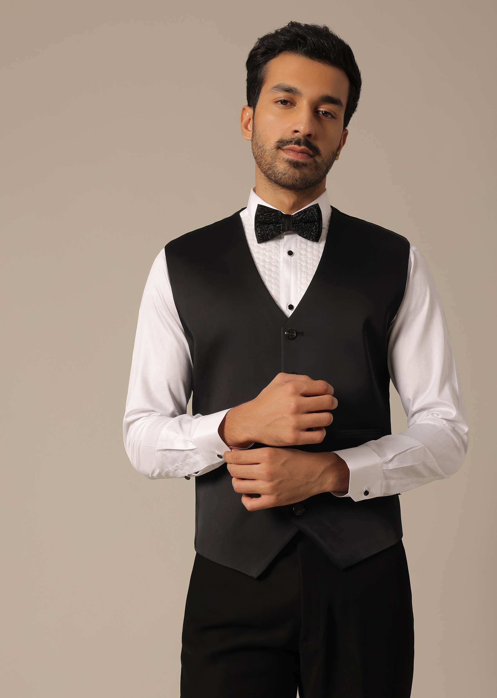 Black Blazer Set With Cutwork Detail - Image 8