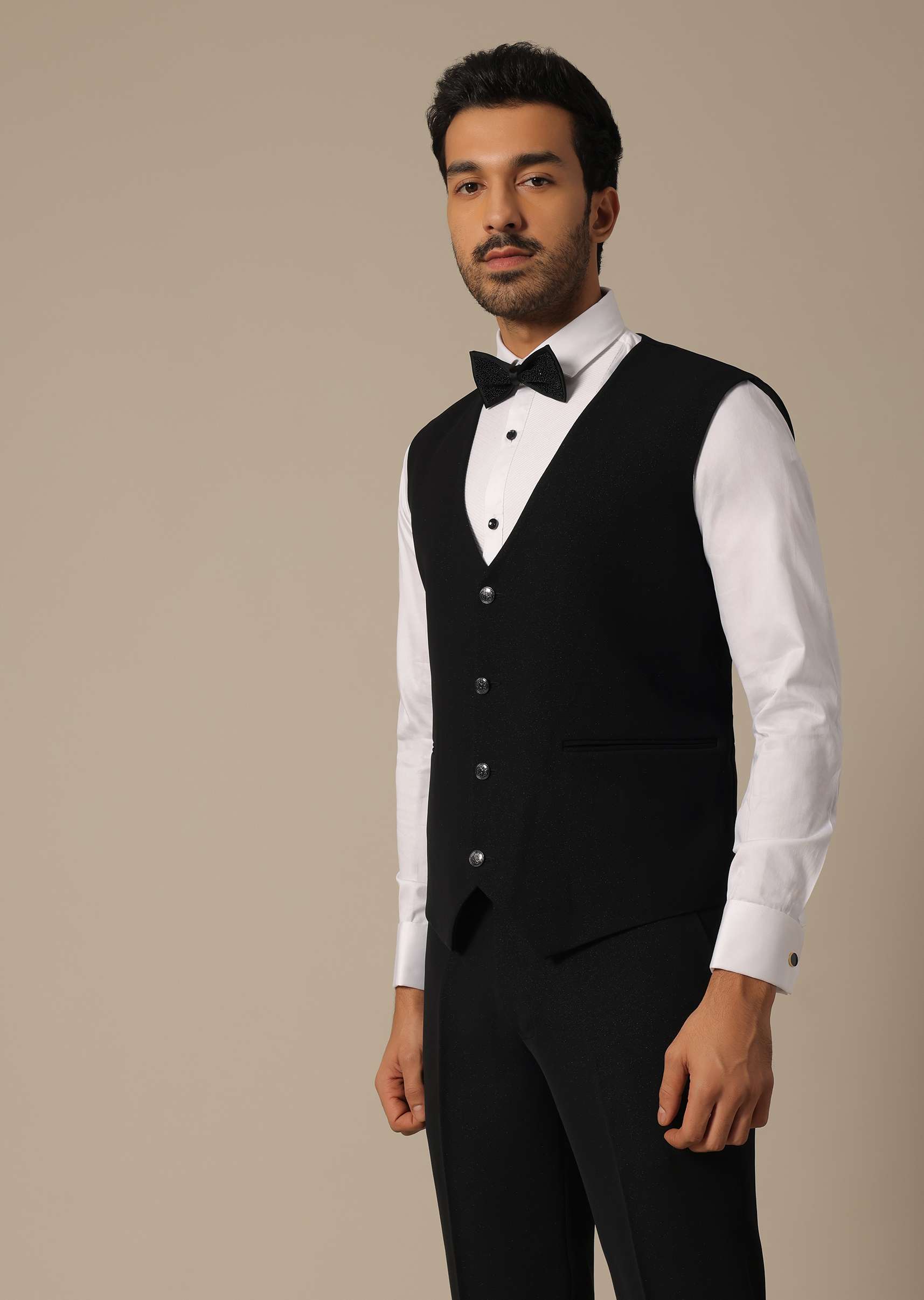 Black Blazer Set With Embroidered Detail - Image 12