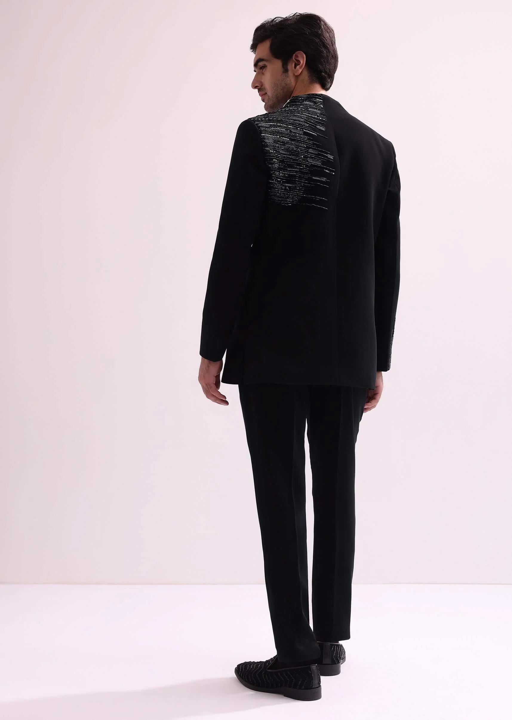Black Chain Embellished Jacket With Shirt And Pants - Image 5