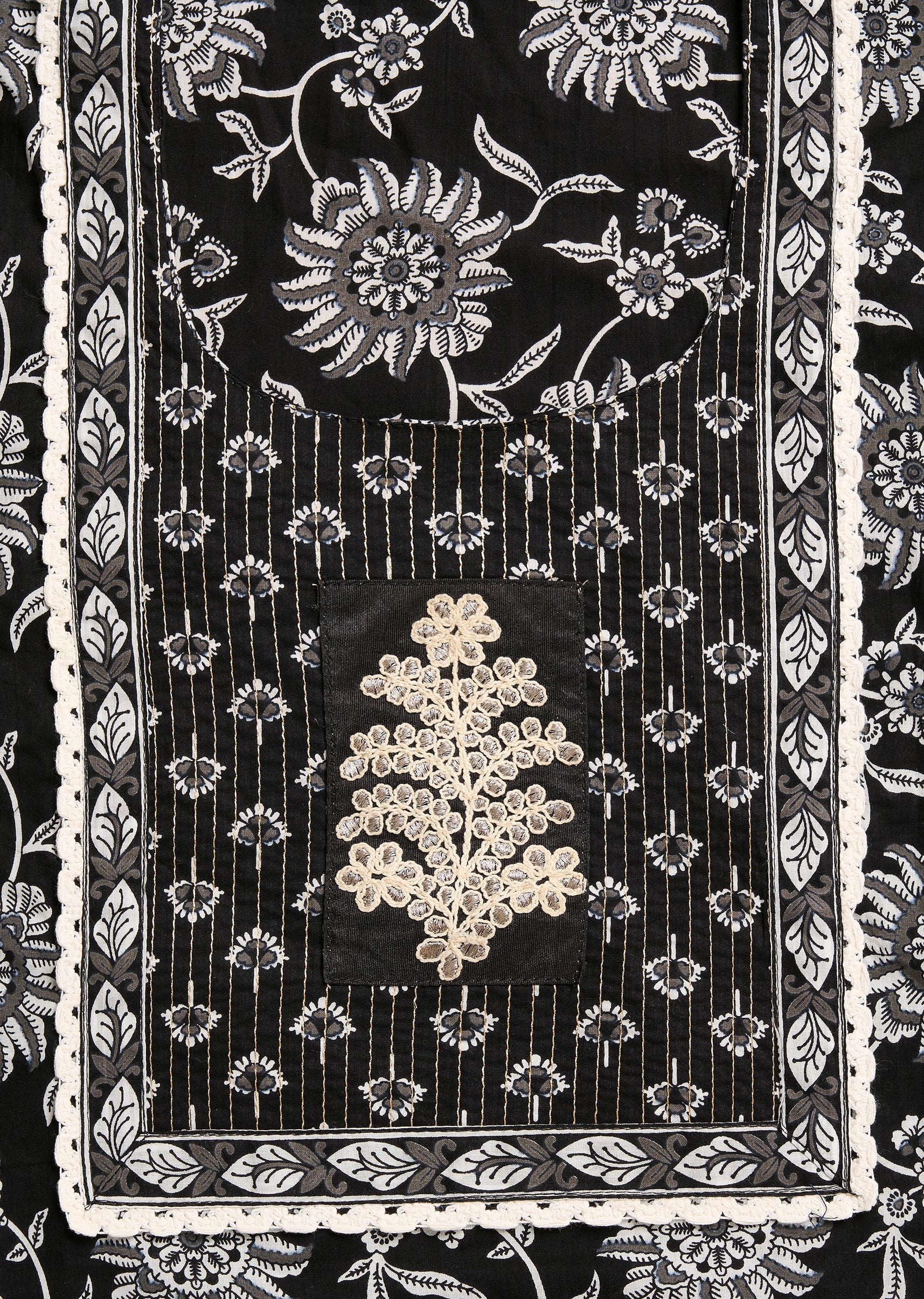 Black Cotton Unstitched Suit - Image 2
