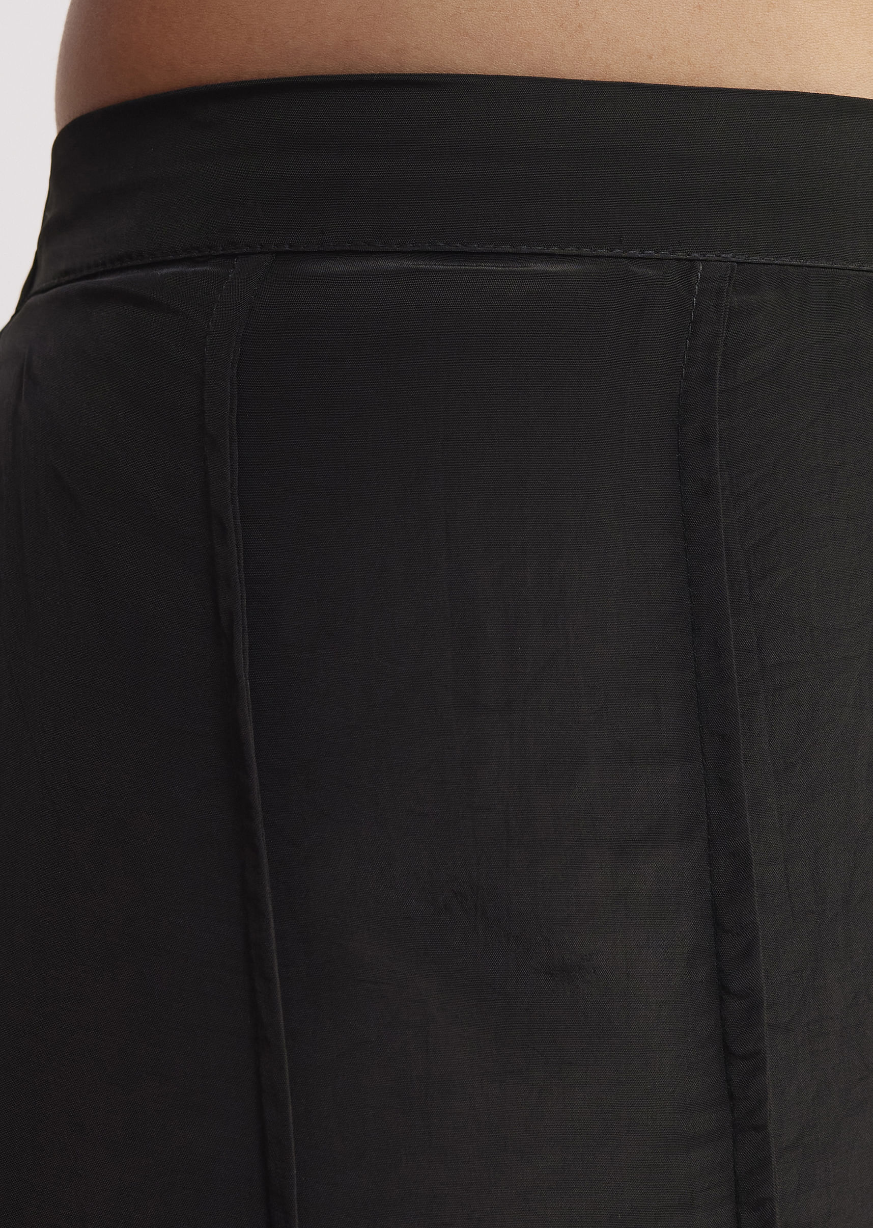 Black Crop Top With Flared Satin Palazzo - Image 6