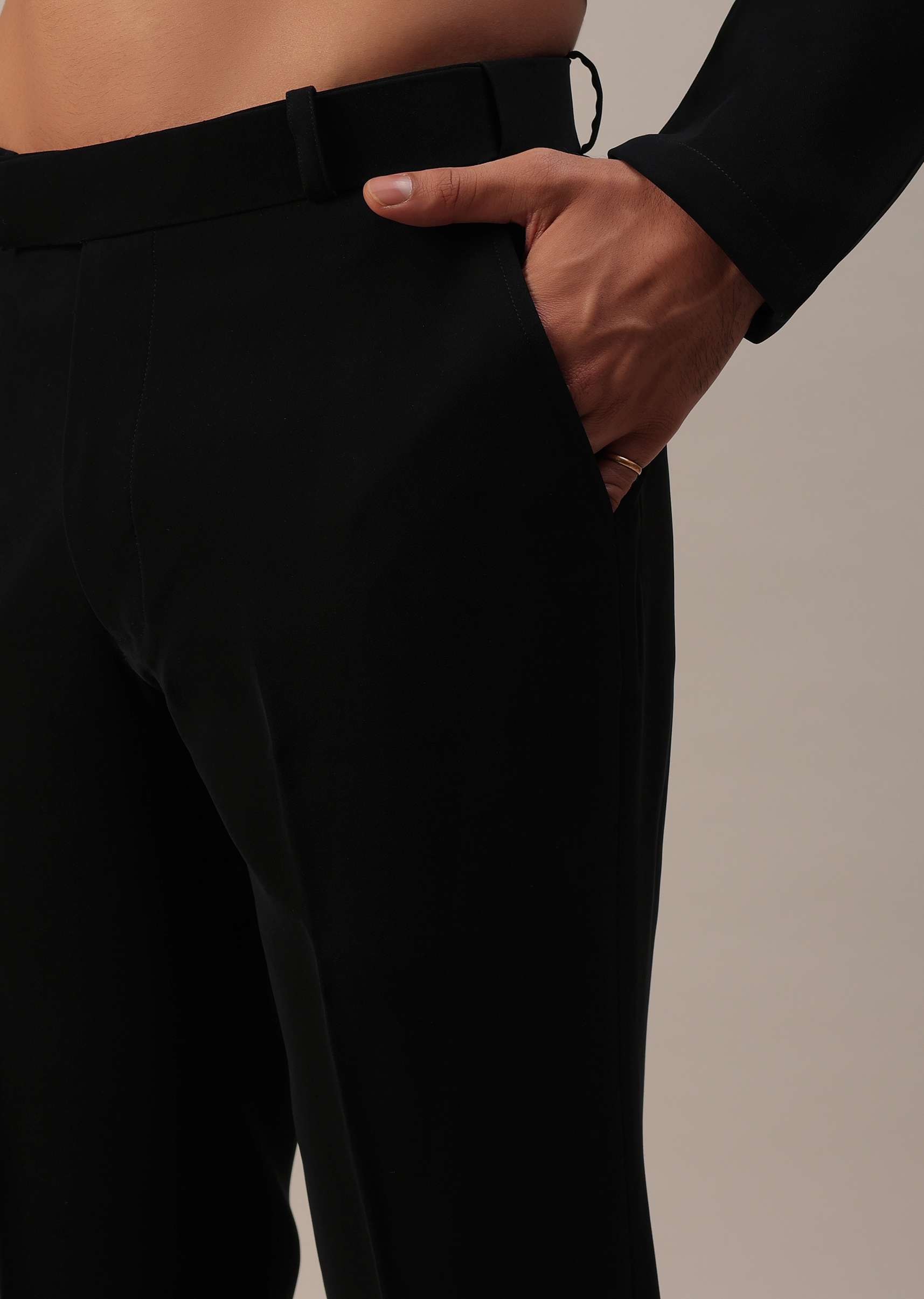 Black Cut Dana Embroidered Indowestern In Suiting Fabric - Image 8