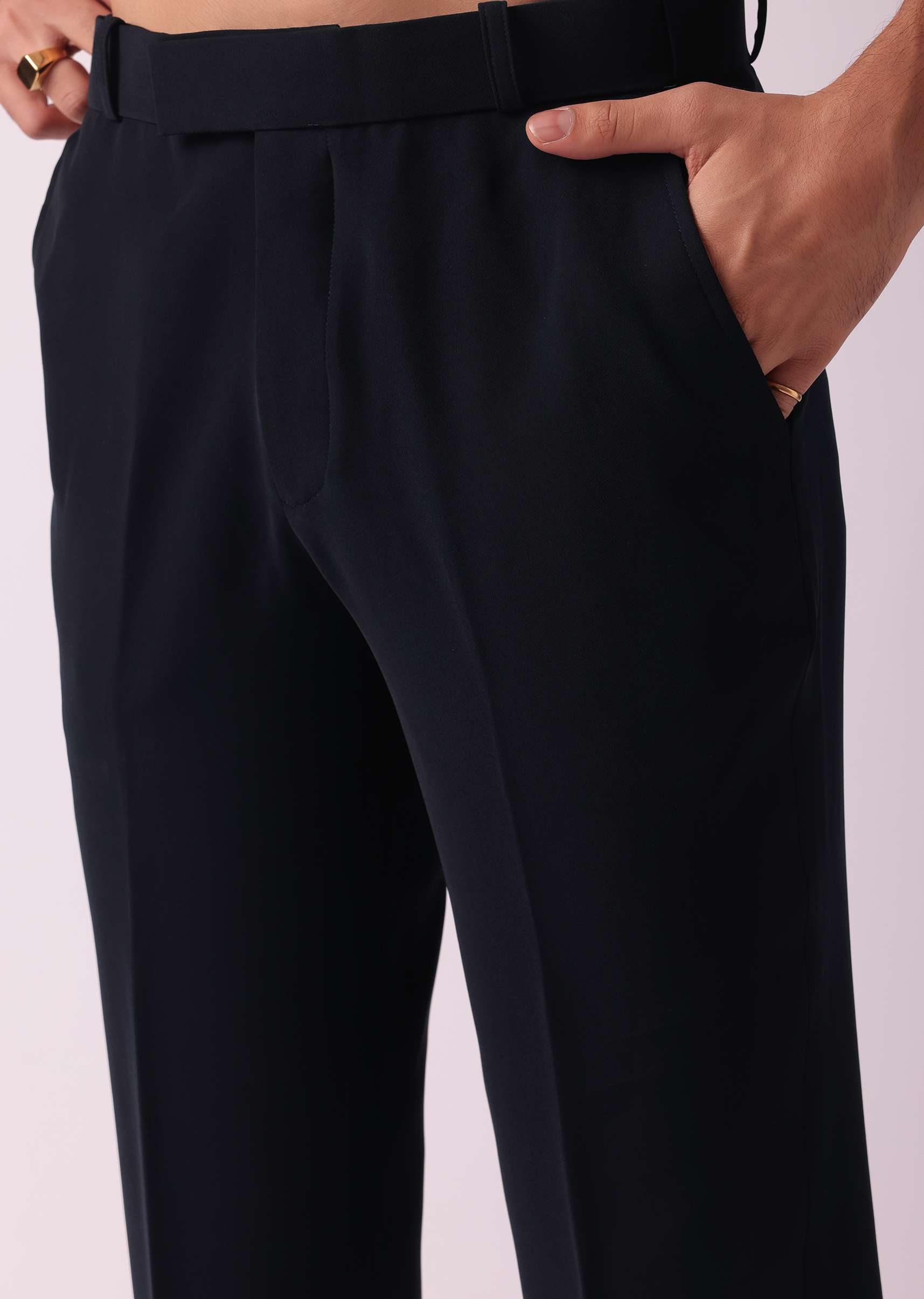 Black Cut Embroidered Indowestern In Suiting Fabric - Image 7