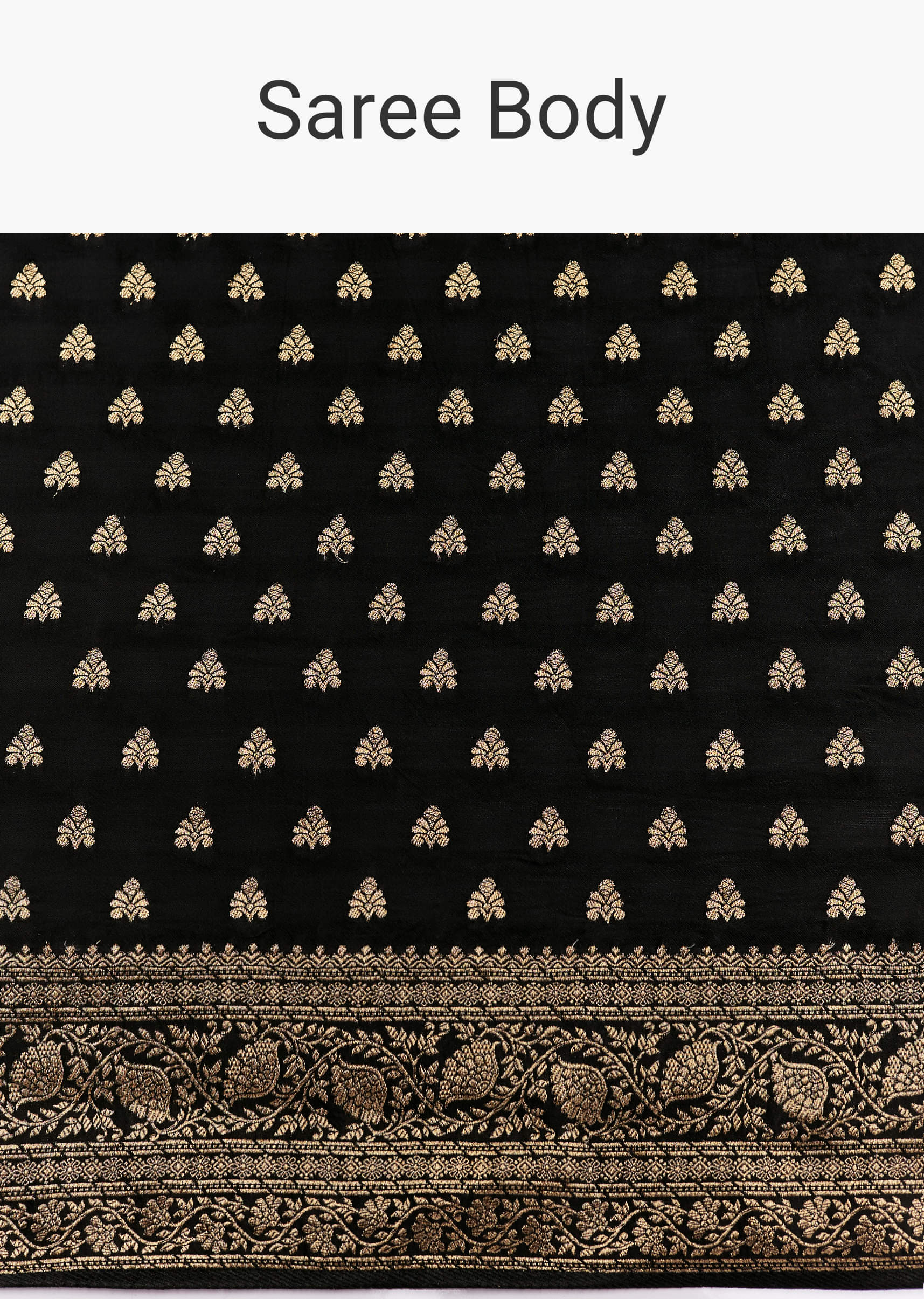 Black Dola Silk Saree With Woven Butti Work Border - Image 9