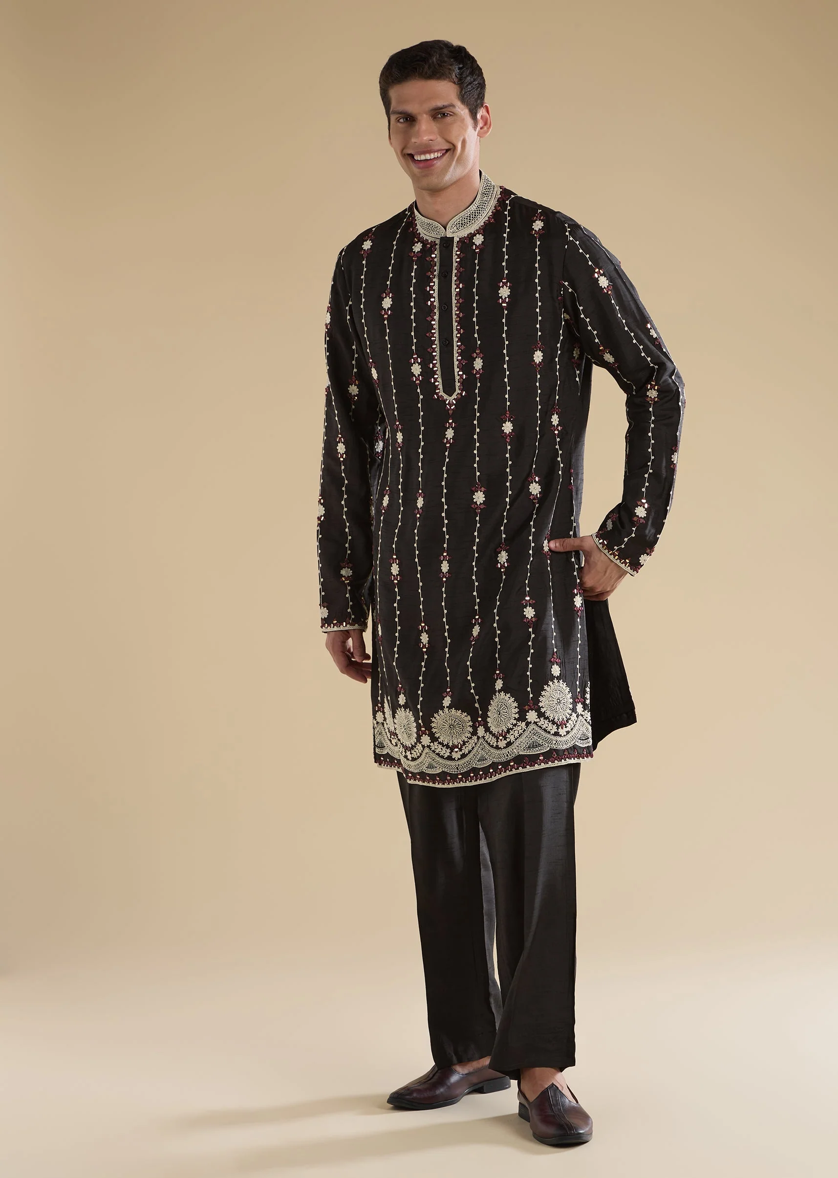 Black Doriwork Kurta Set - Image 3