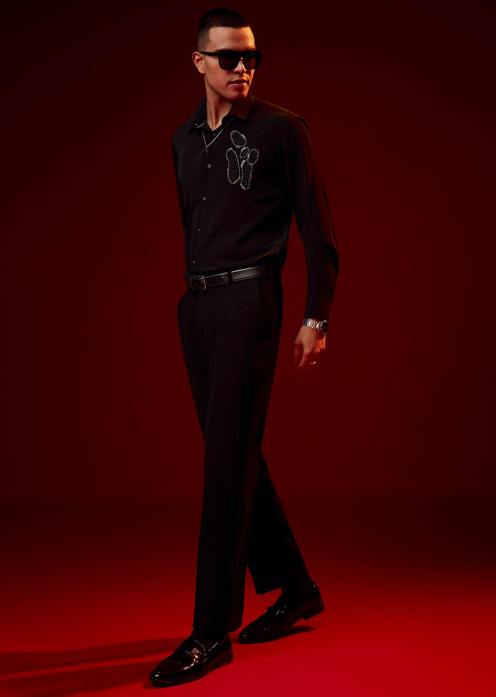 Black Embellished Festive Shirt