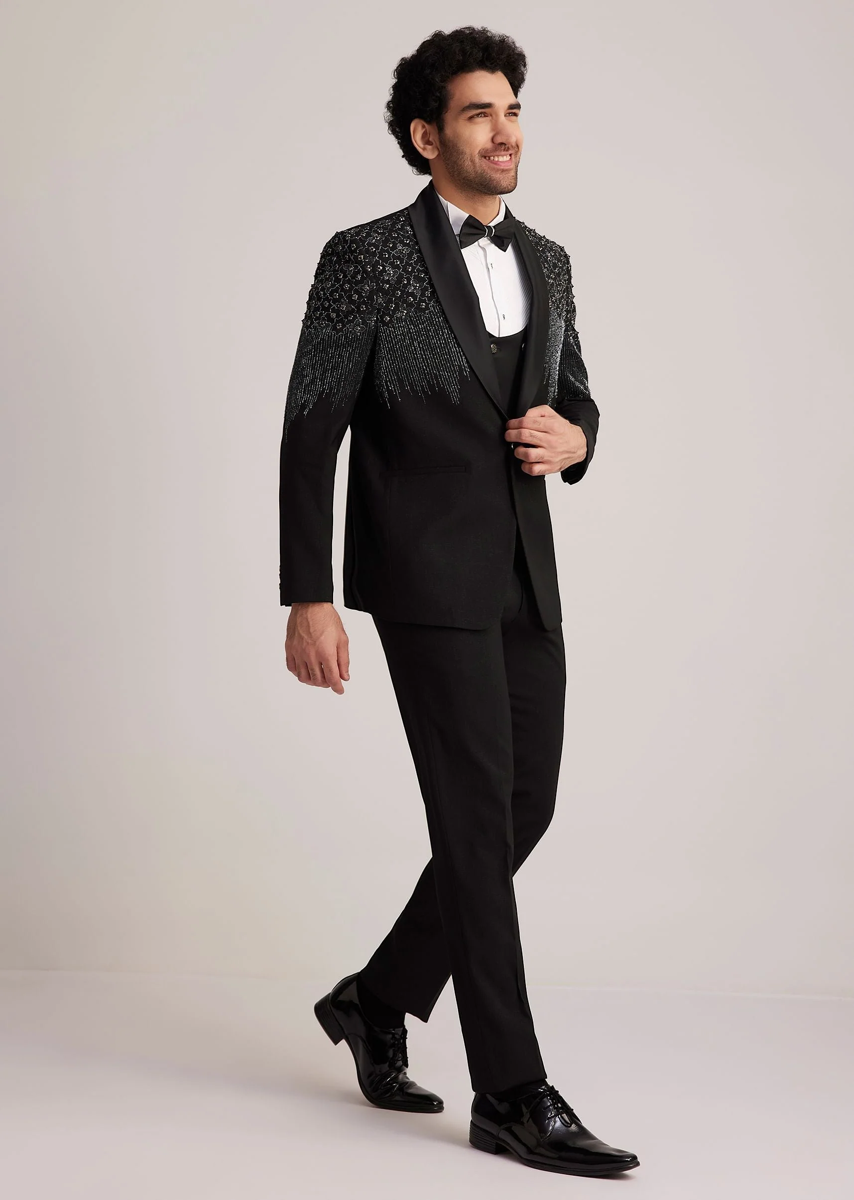 Black Embellished Tuxedo - Image 2