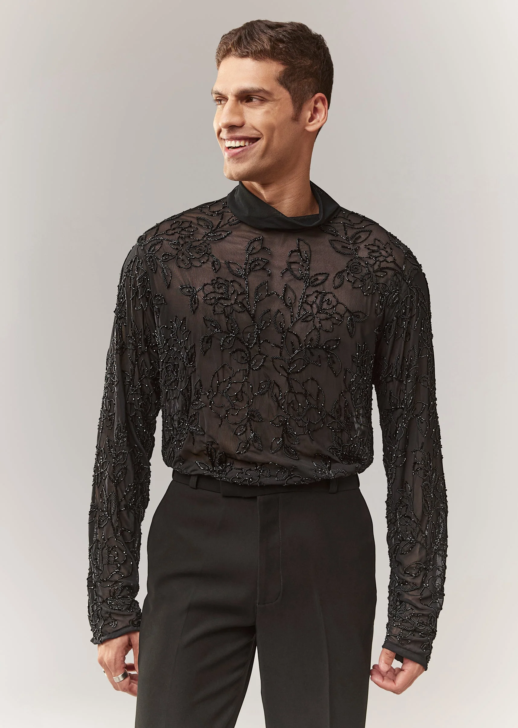 Black Embroidered Jacket Set With Cutdana And Bead Work - Image 6