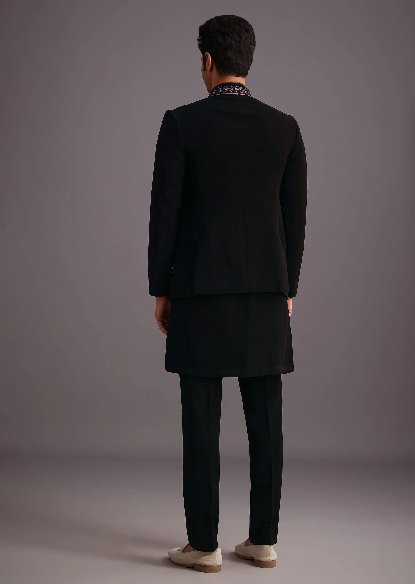 Black Embroidered Jodhpuri Kurta Set - Image 5