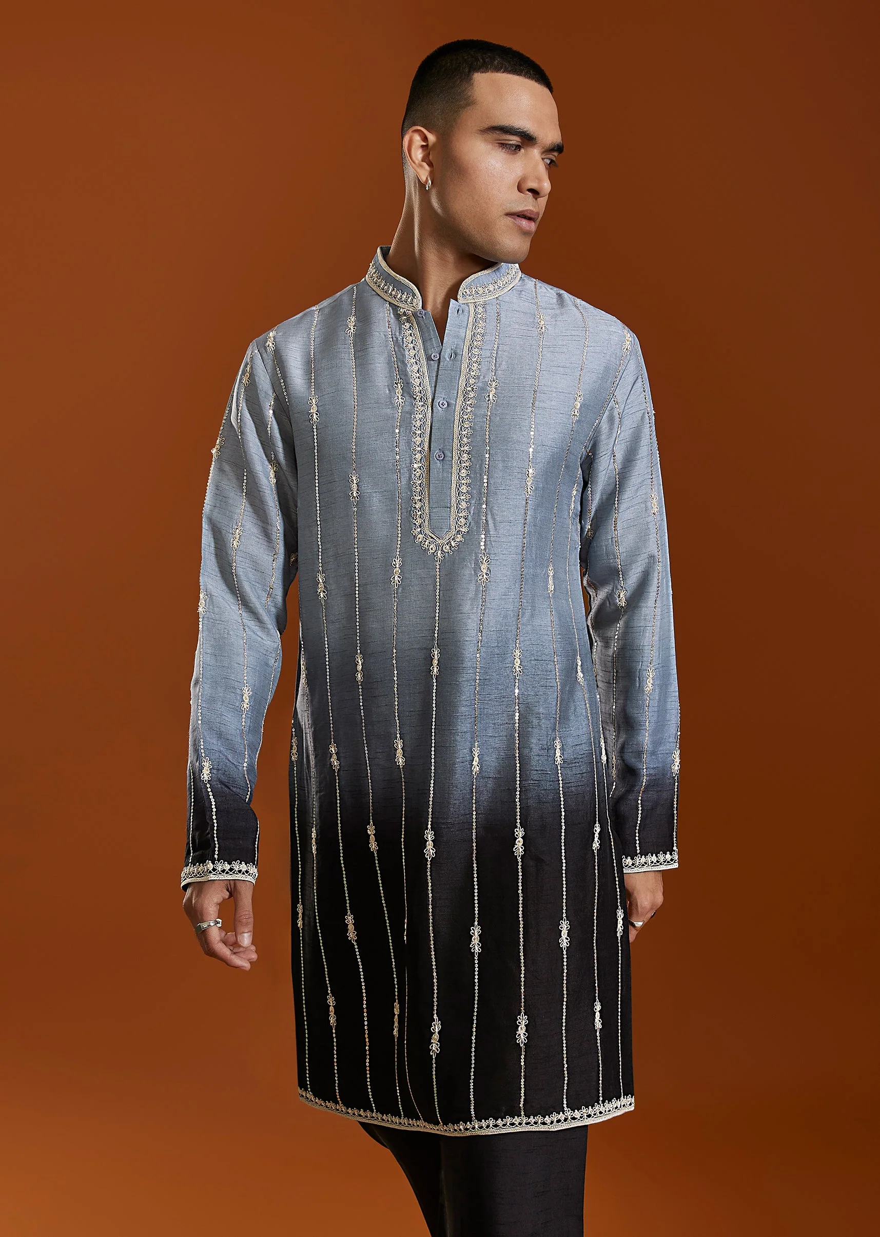 Black Embroidered Kurta Set With Dupatta - Image 6