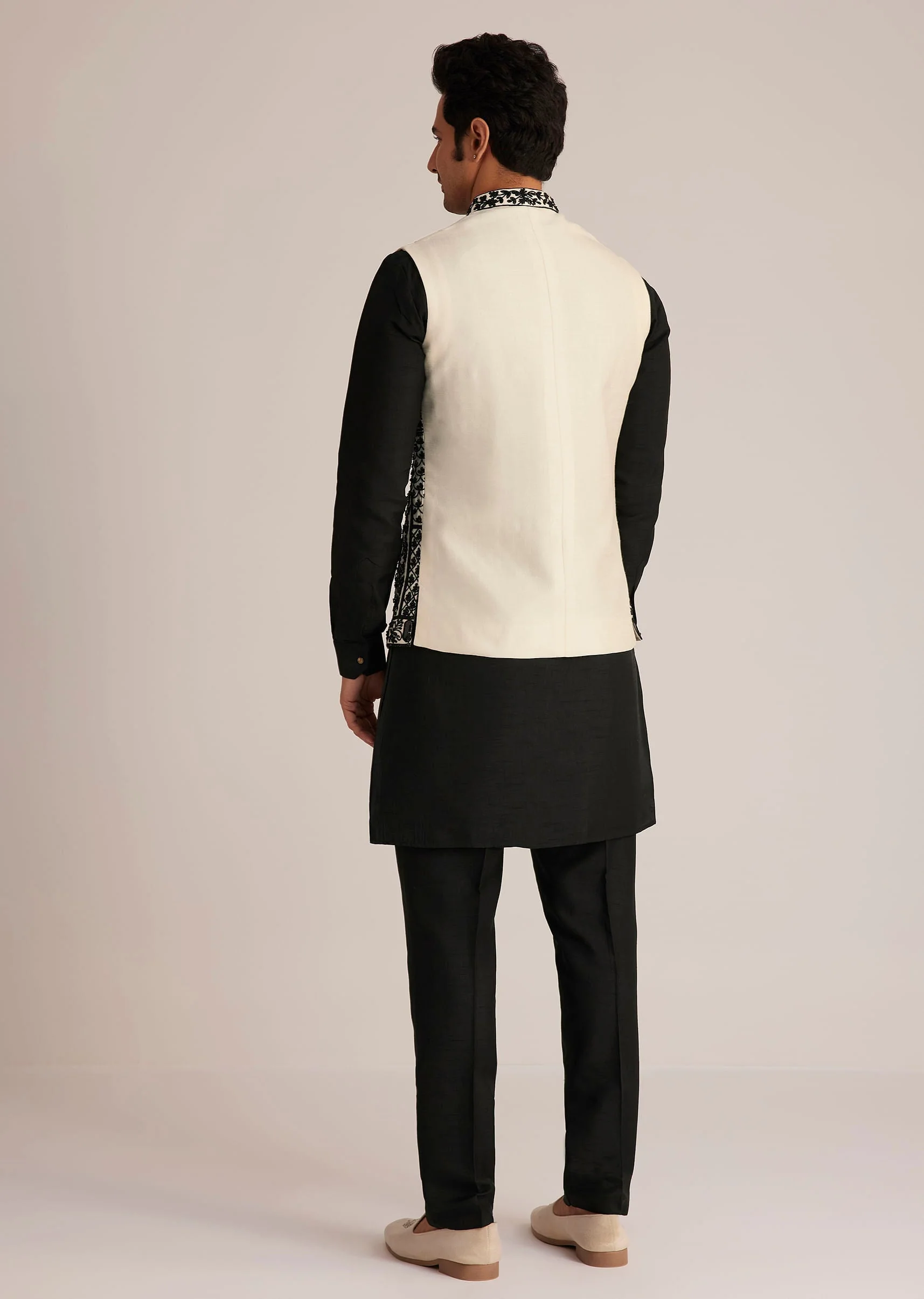 Black Embroidered Nehru Jacket Set - Image 5