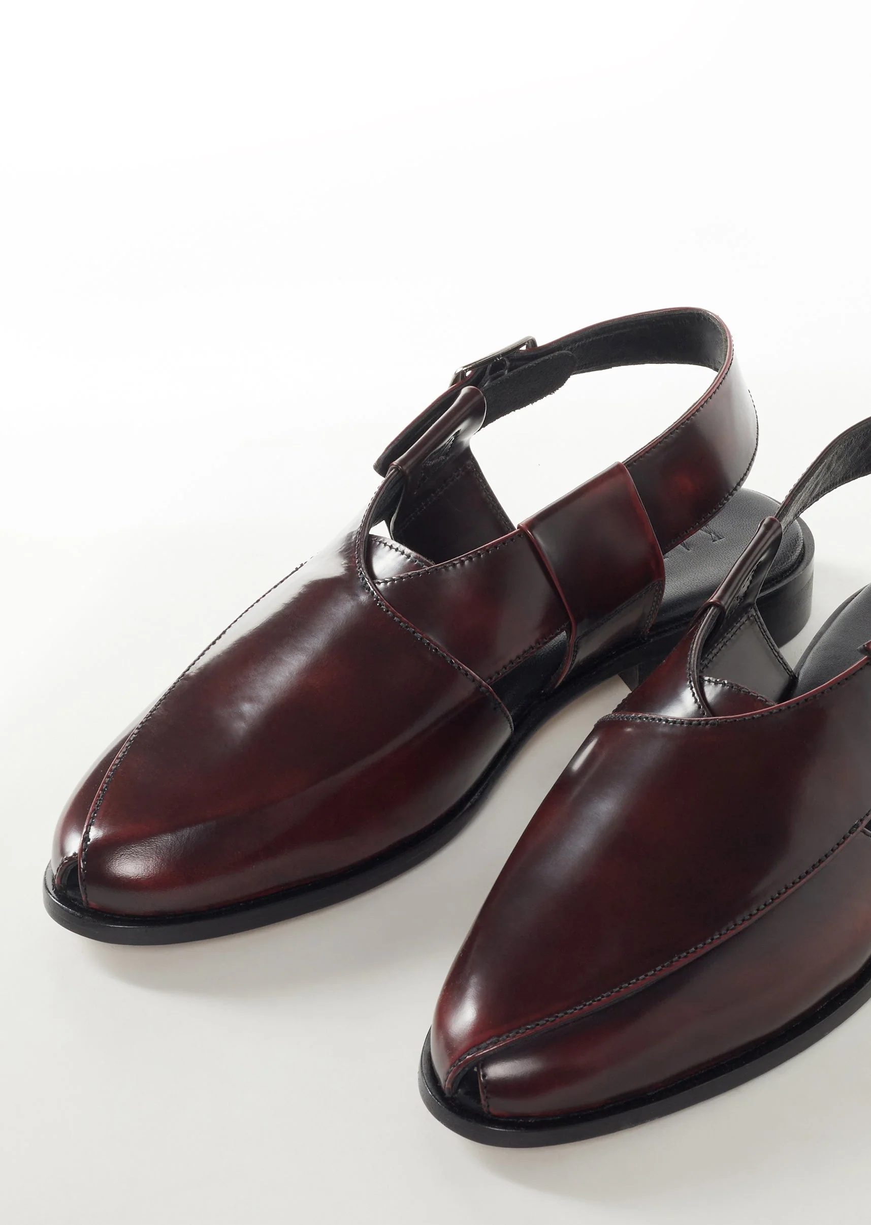 Black Faux Leather Footwear For Men - Image 2