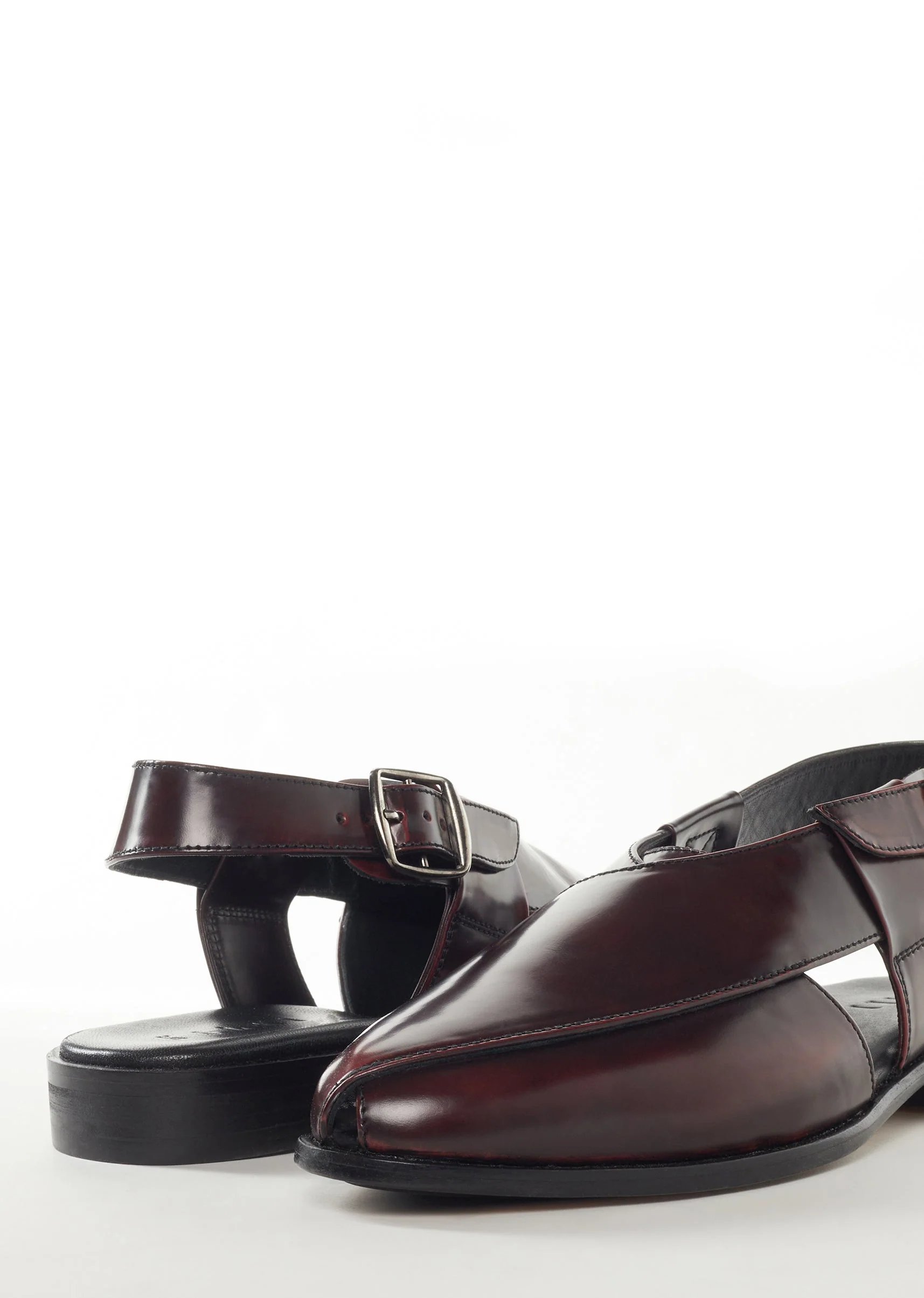 Black Faux Leather Footwear For Men - Image 3