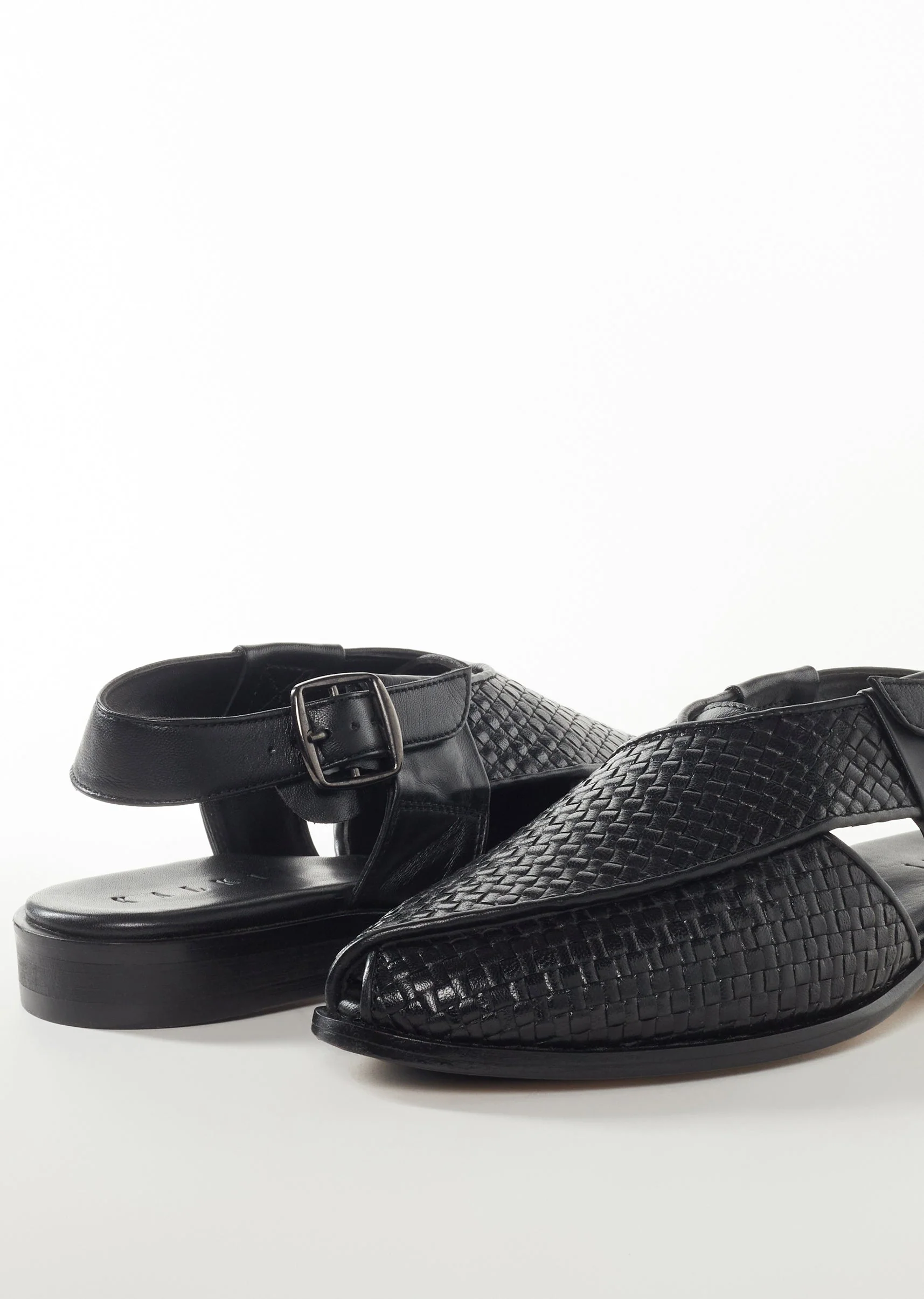 Black Faux Leather Footwear For Men For Wedding - Image 3