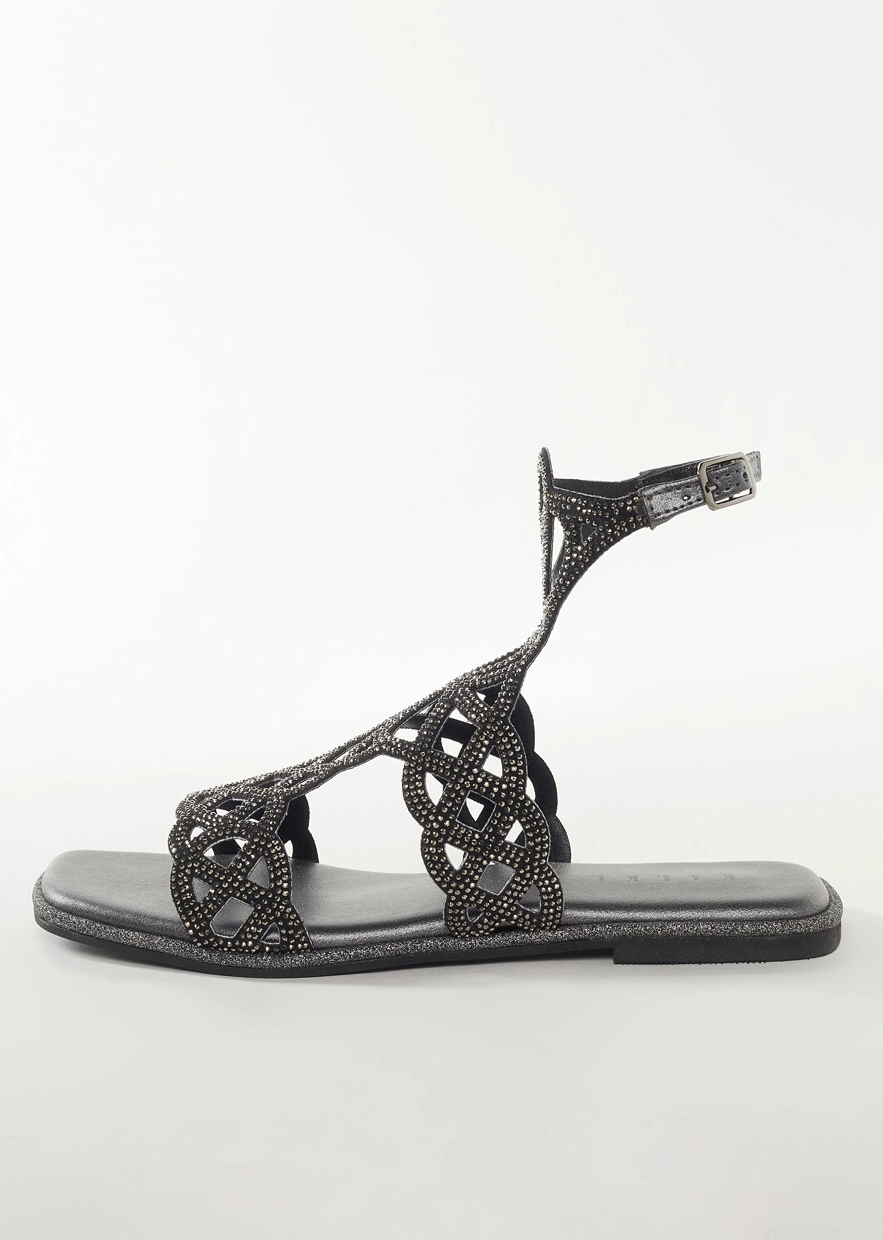 Black Faux Leather Womens Footwear With Embellished Detail Work - Image 4