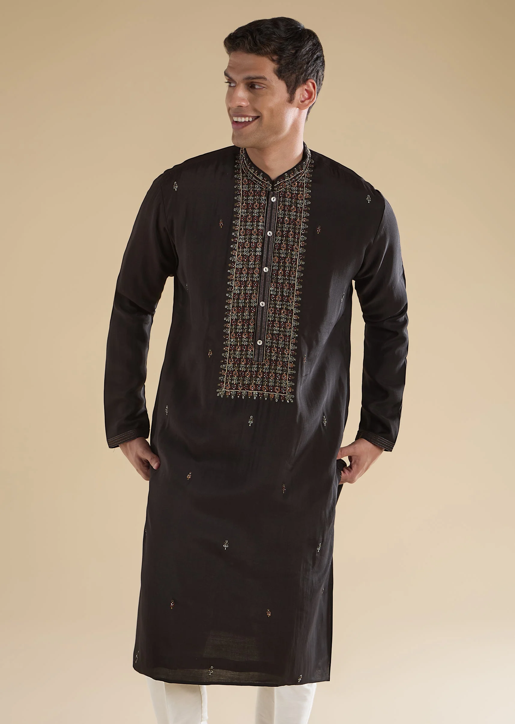 Black Festive Kurta Set - Image 4