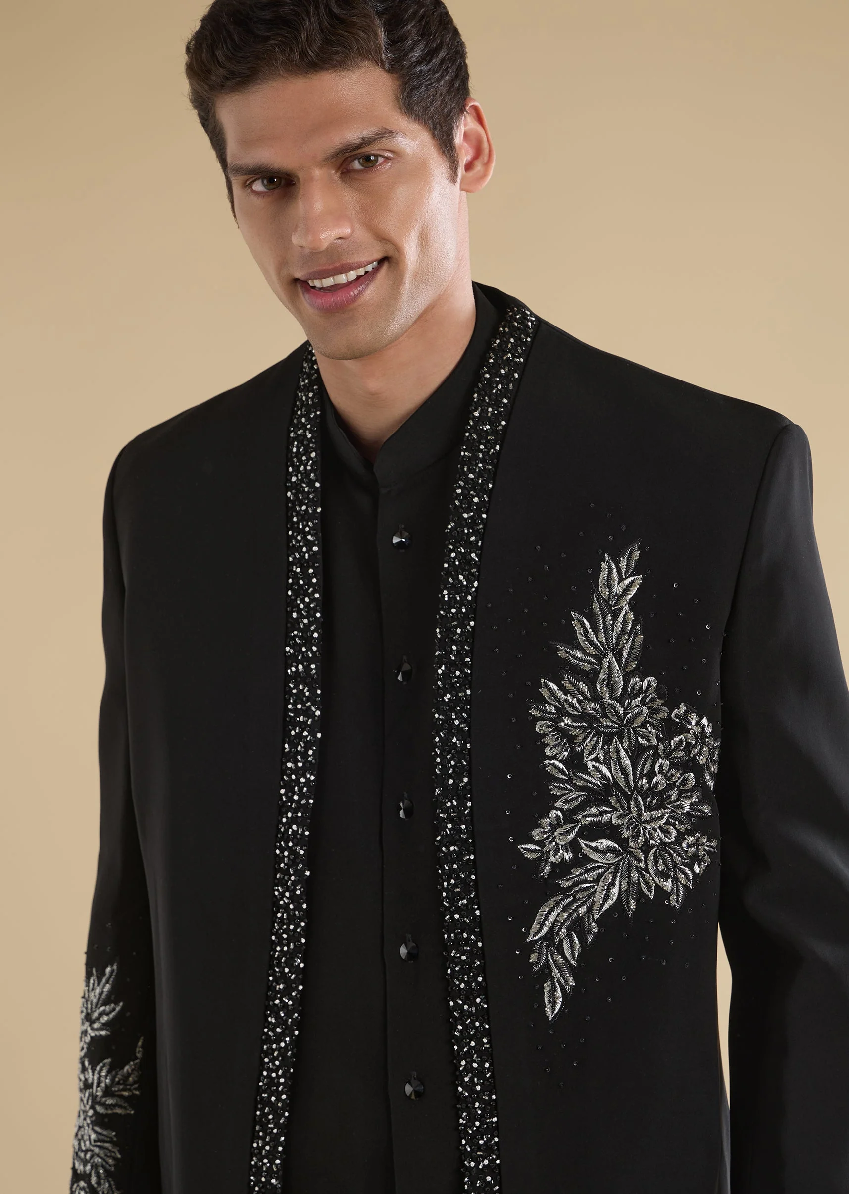 Black Floral Indo Western Set - Image 2