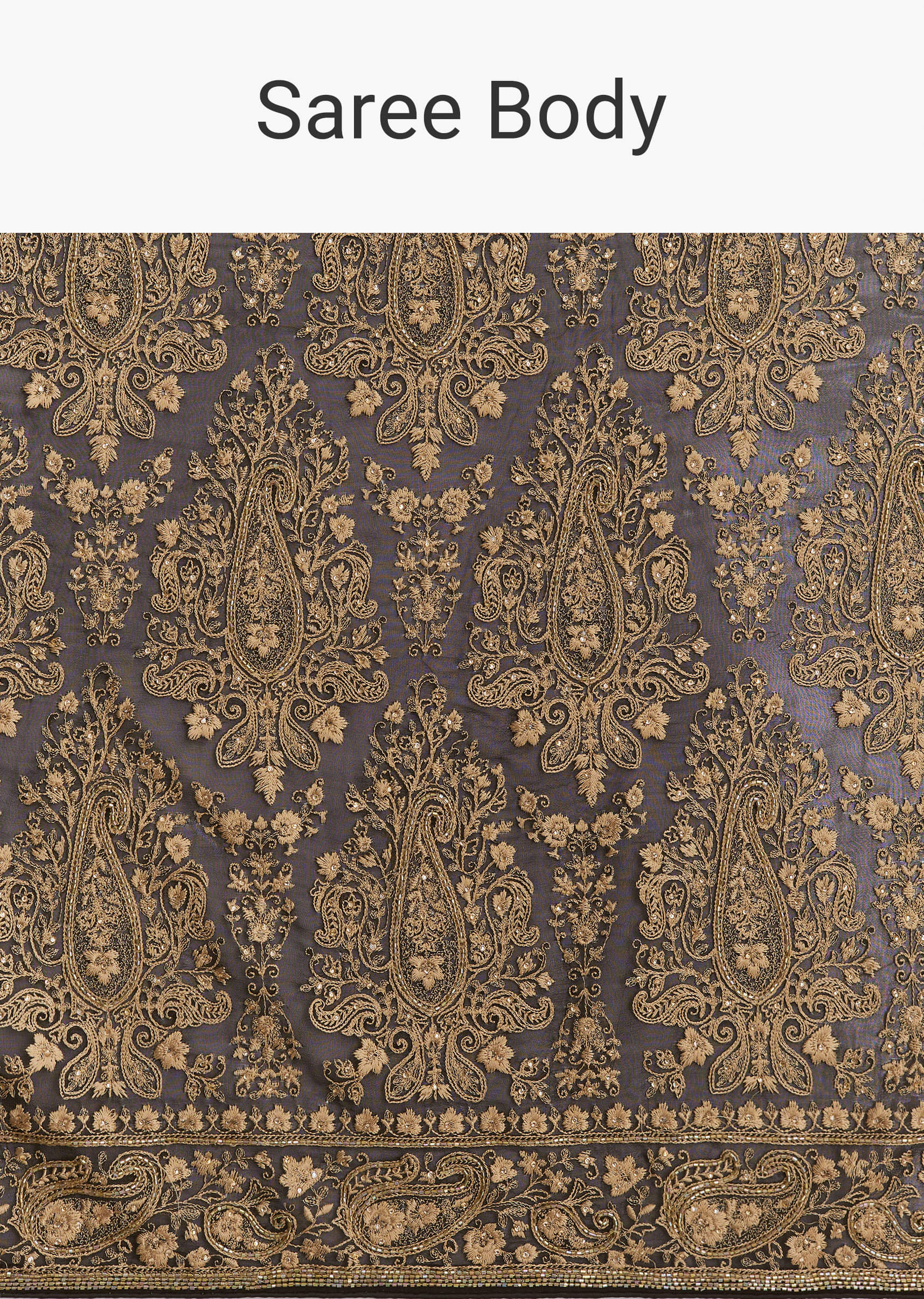 Black Georgette Saree With Kashmiri Kashida Embroidery - Image 8