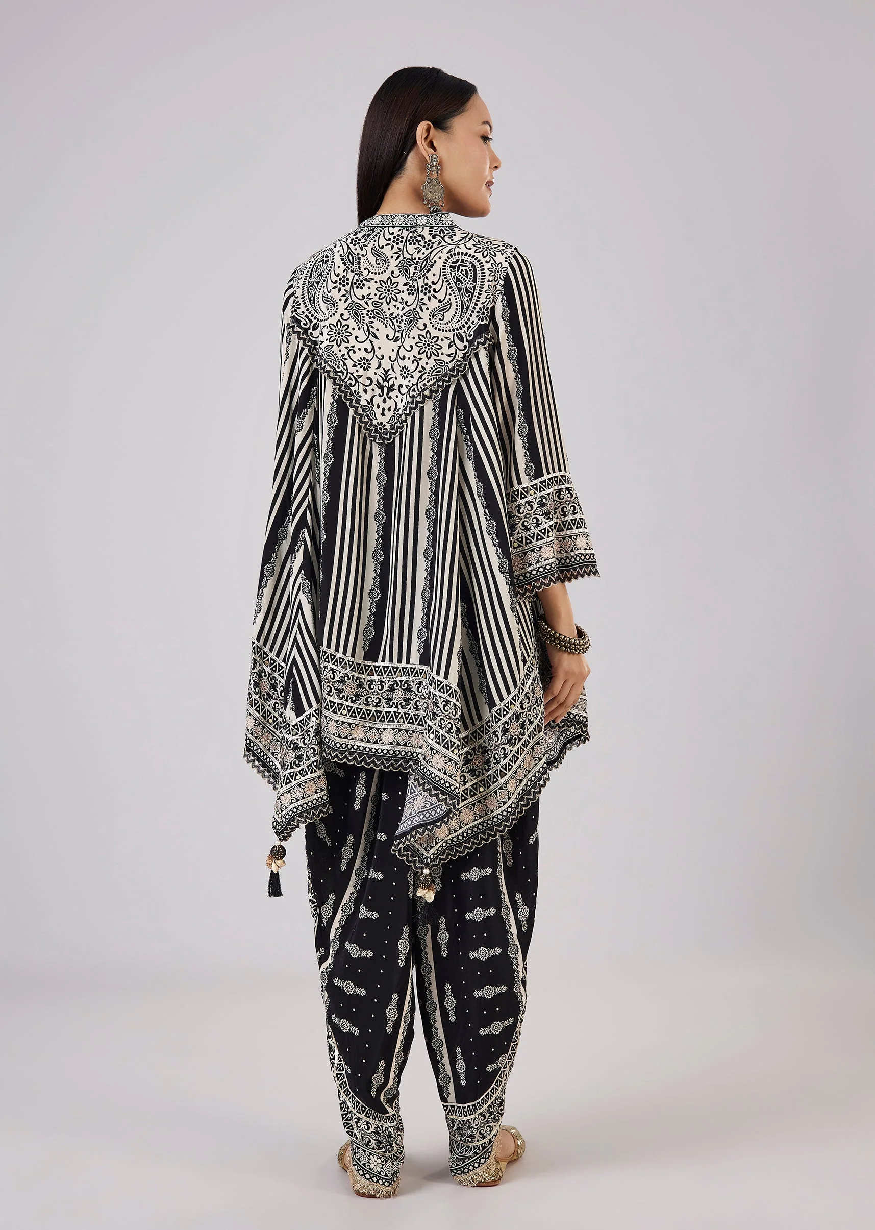 Black Indo Western Kaftan Coord Set - Image 5