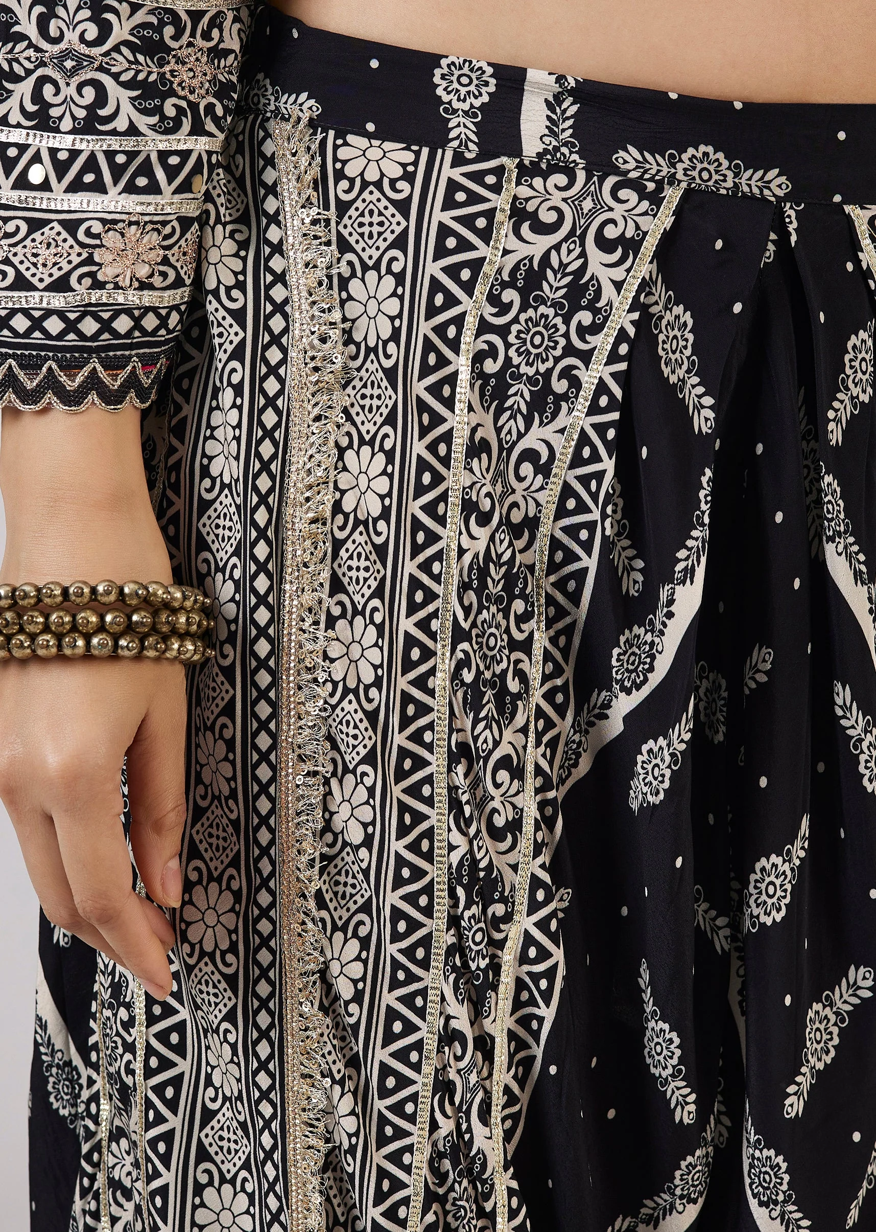Black Indo Western Kaftan Coord Set - Image 6