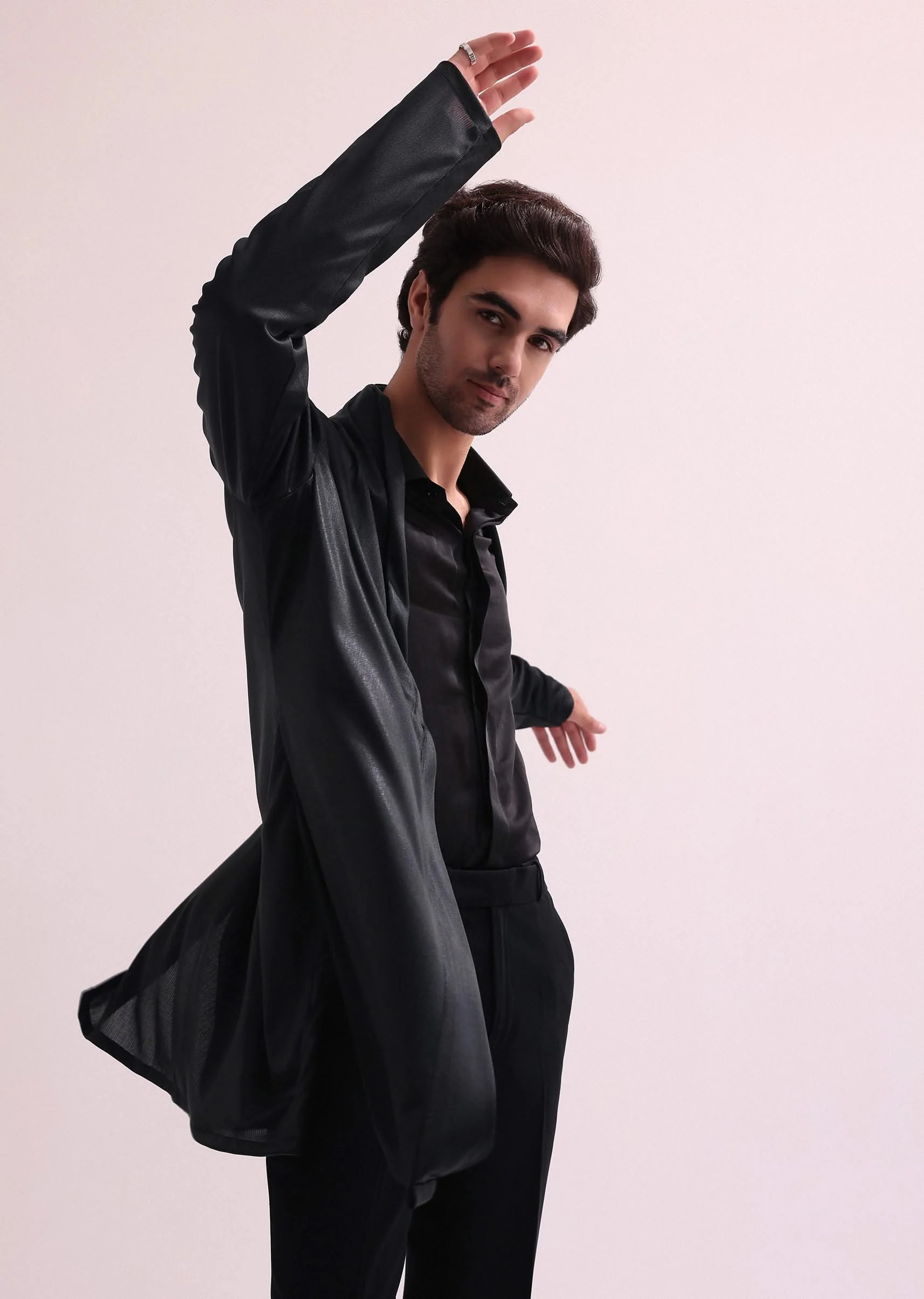 Black Indo Western Lapel Jacket With Shirt And Pant - Image 8