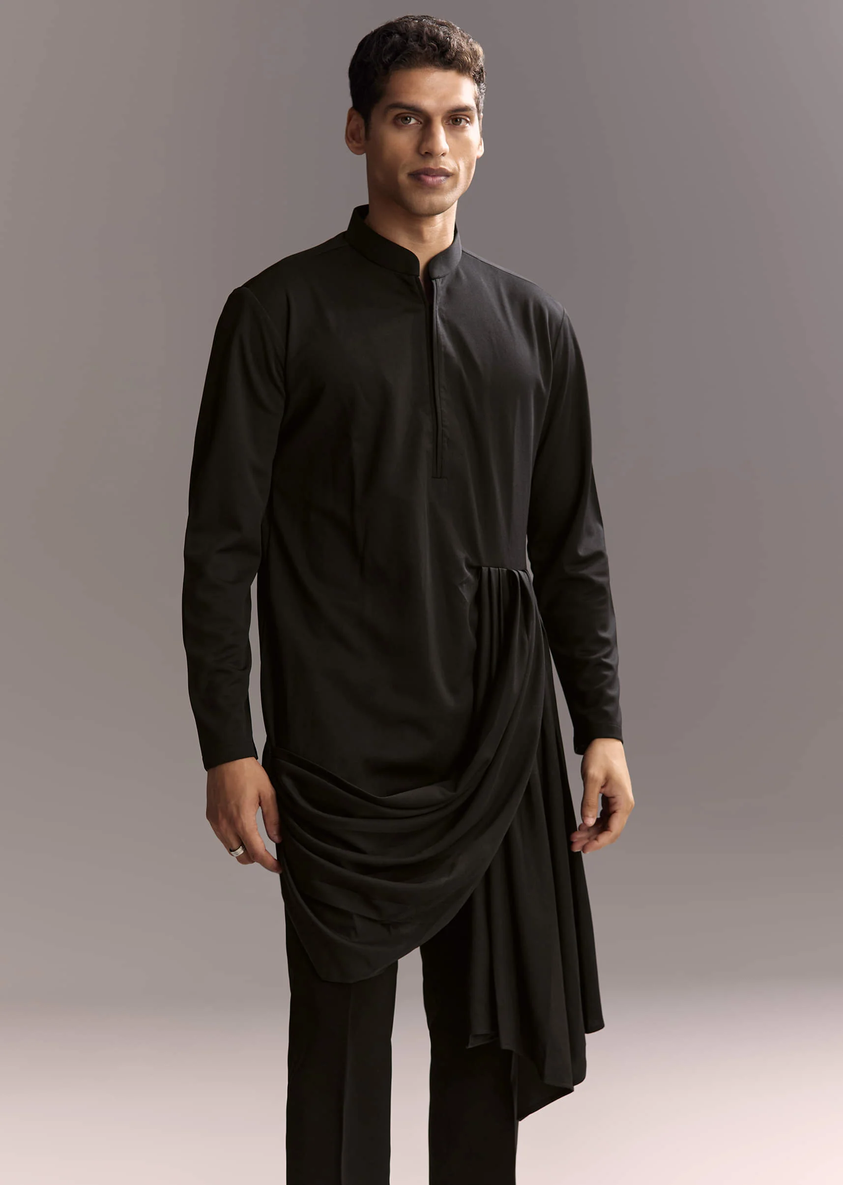 Black Indo Western Set For Men With Heavy Hand Work - Image 6