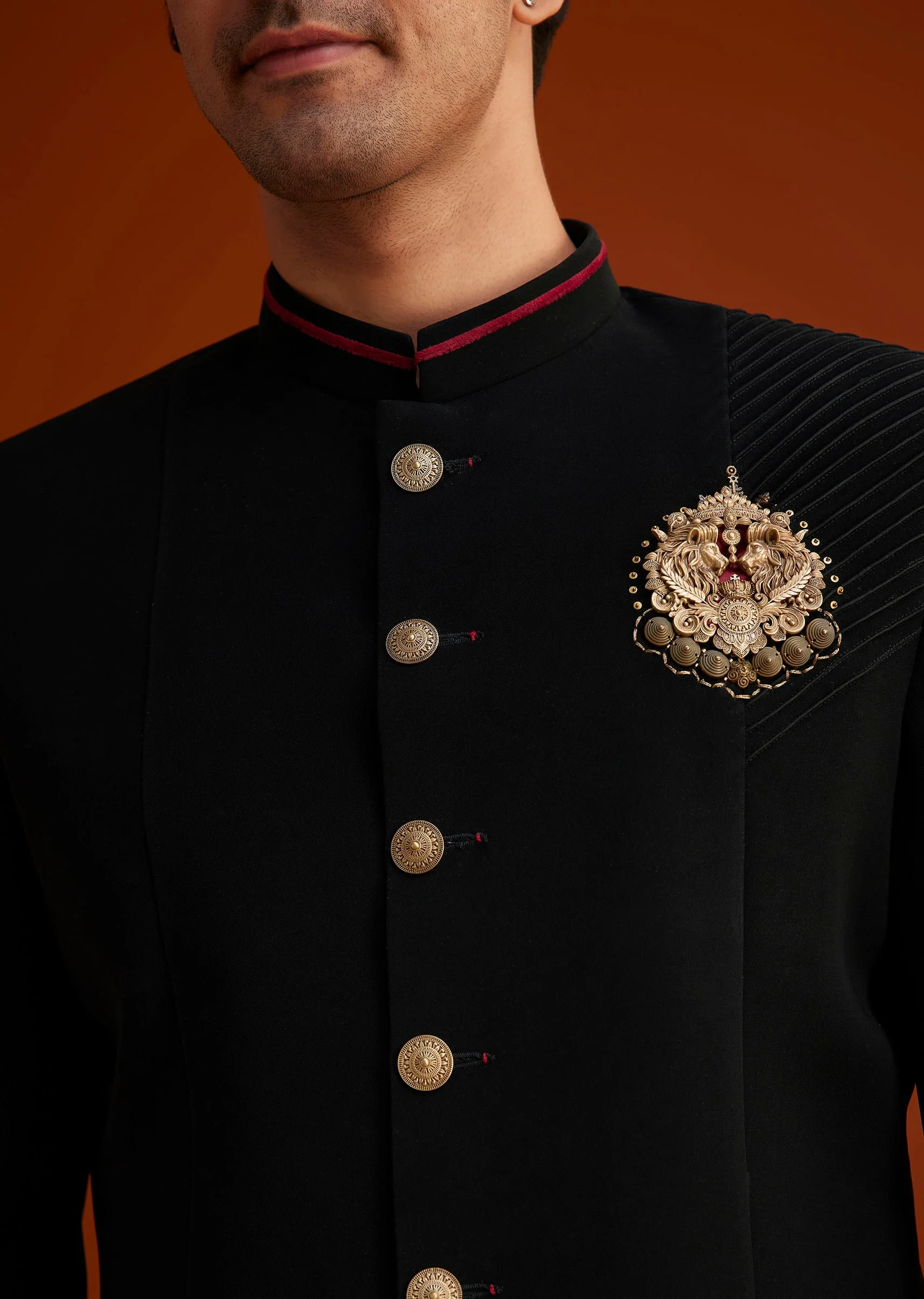 Black Indo Western Sherwani Set - Image 2