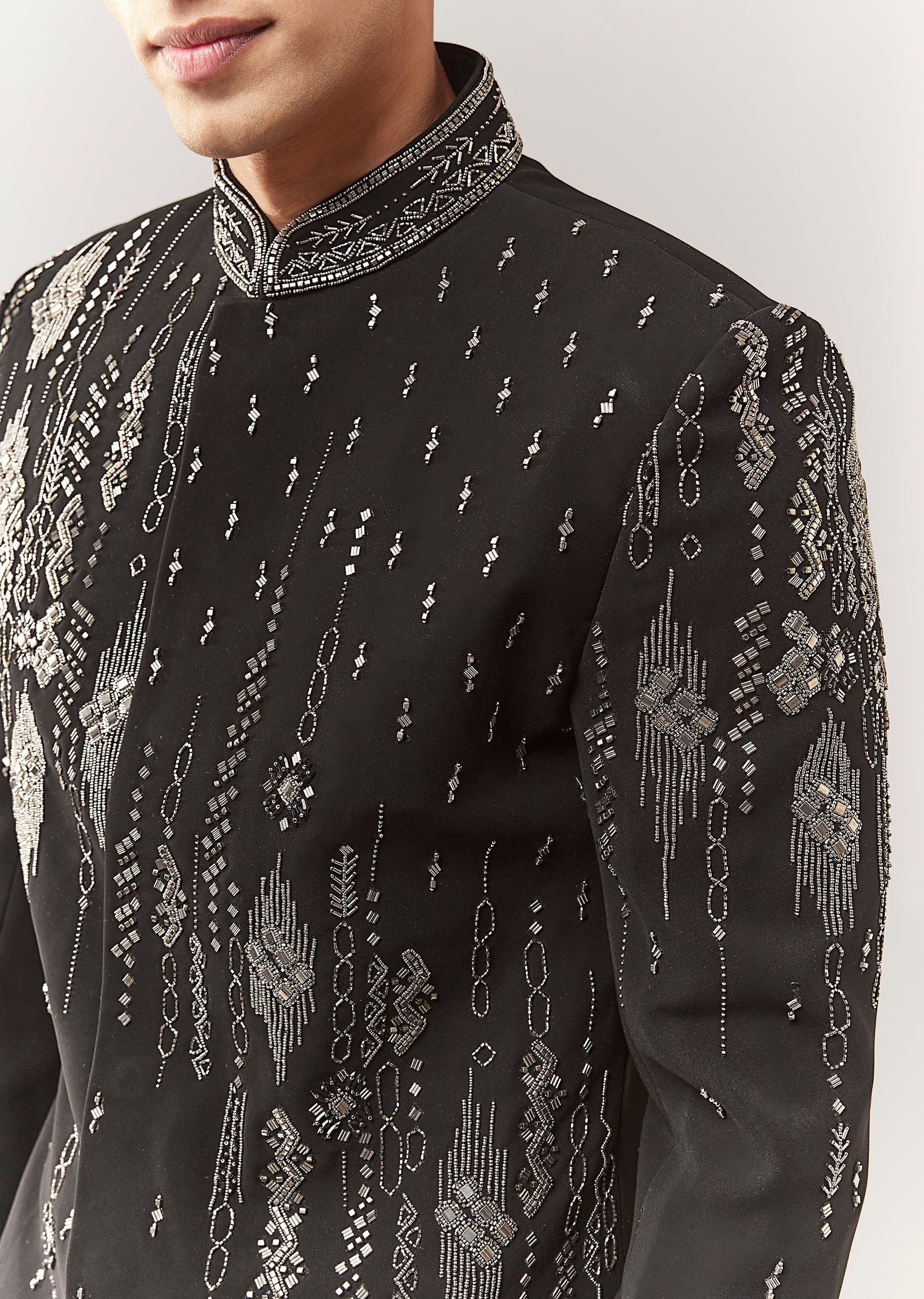 Black Indo Western With Resham Beads And Cutdana - Image 2
