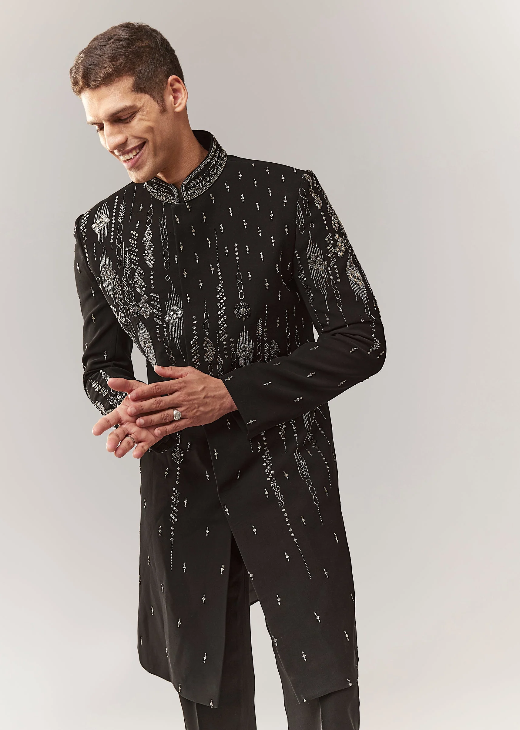 Black Indo Western With Resham Beads And Cutdana - Image 4