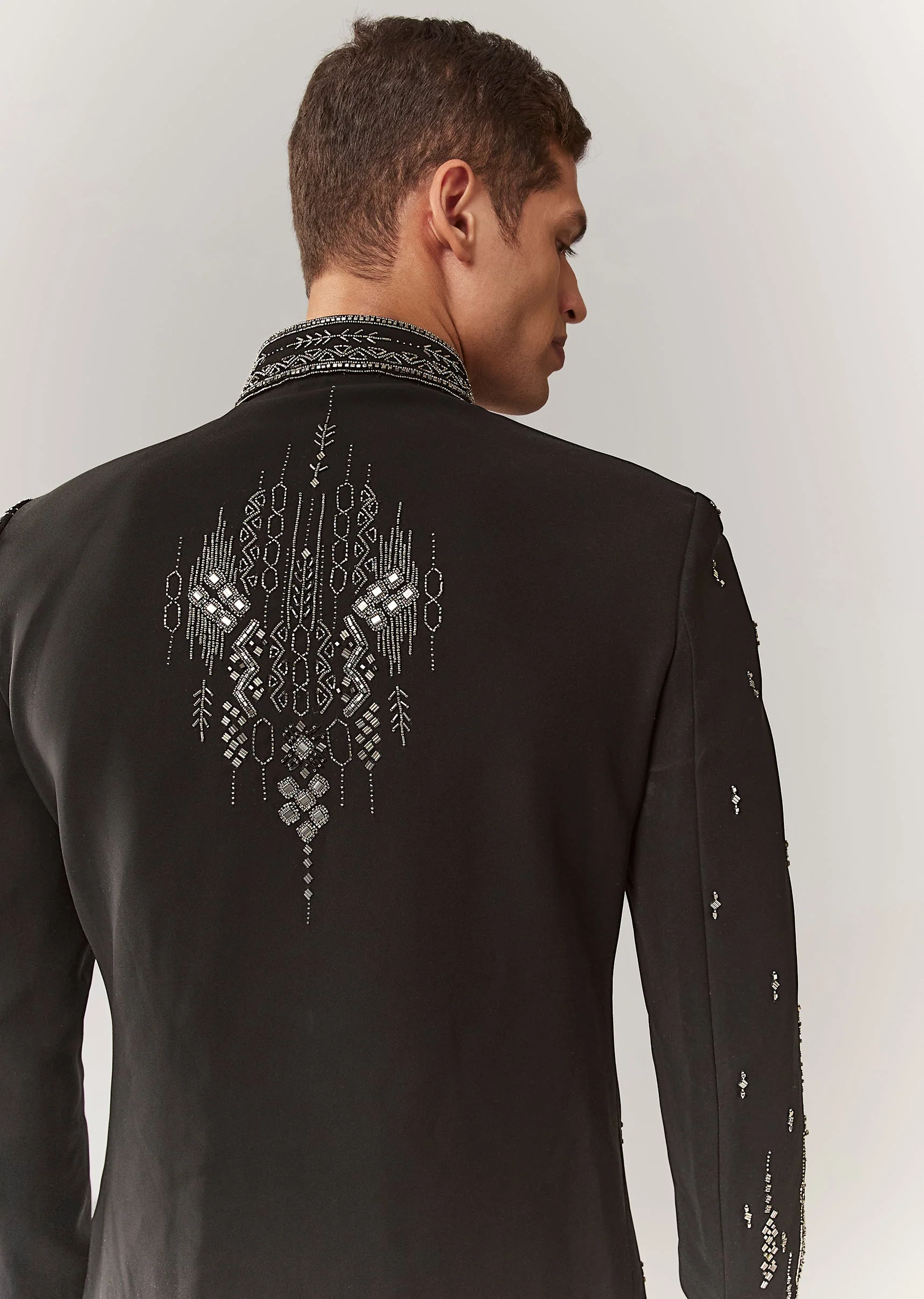 Black Indo Western With Resham Beads And Cutdana - Image 6