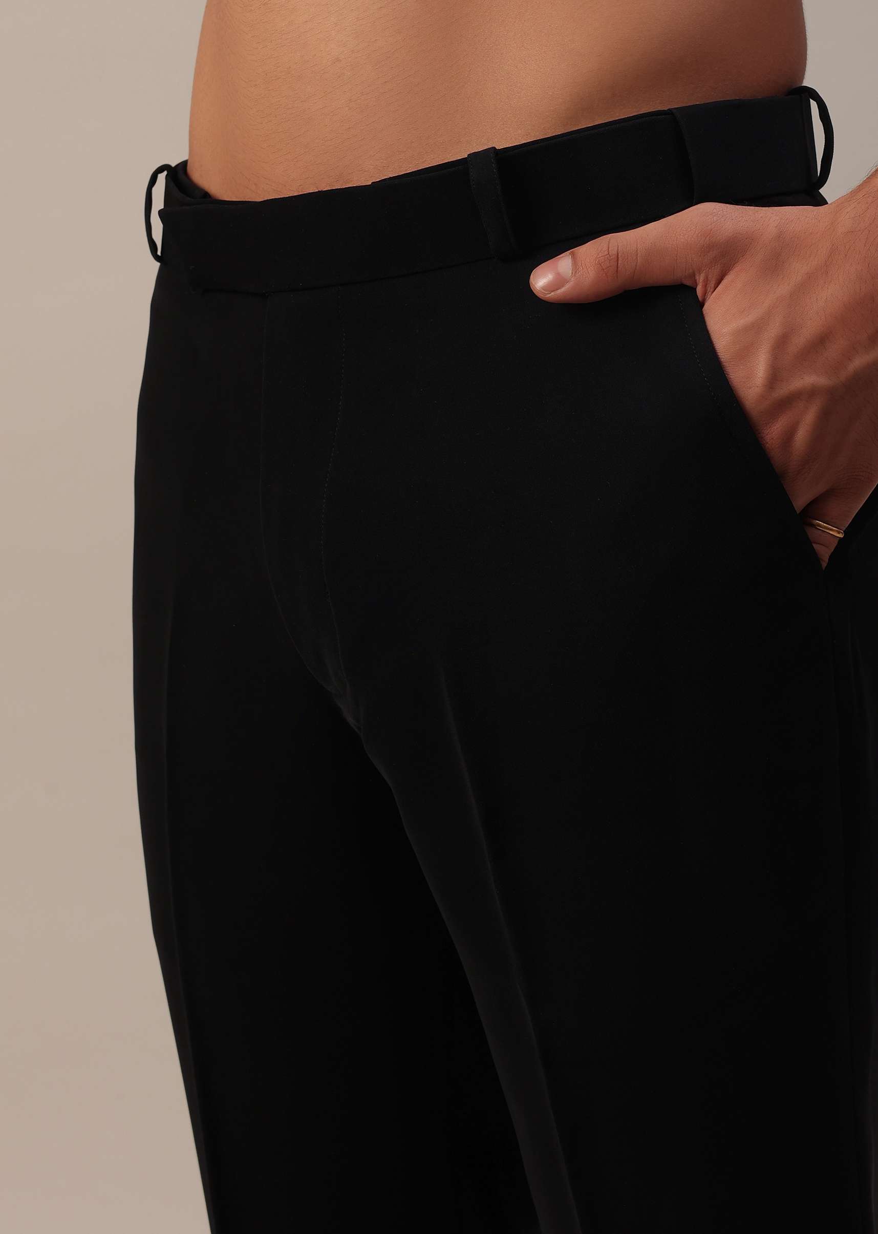 Black Indowestern In Suiting Fabric With Cut Dana Embroidery - Image 10