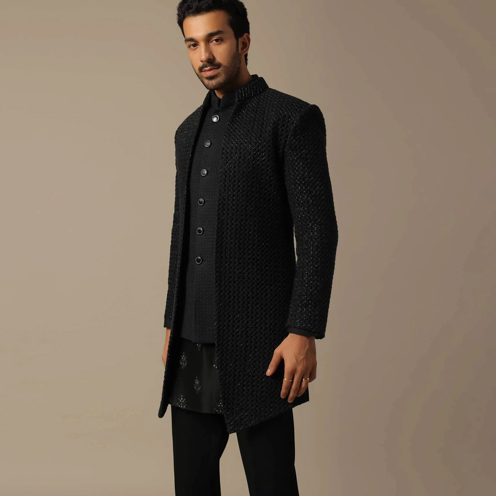 Black Indowestern Set For Grooms - Image 5