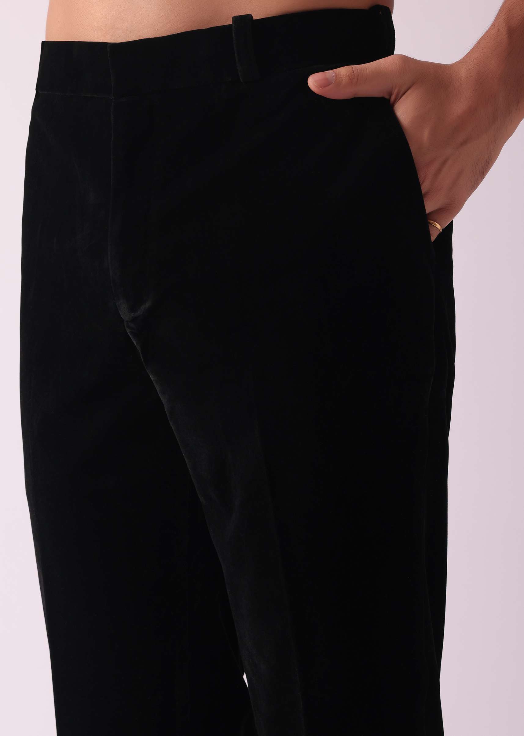 Black Indowestern Set In Velvet With Thread Embroidery - Image 8