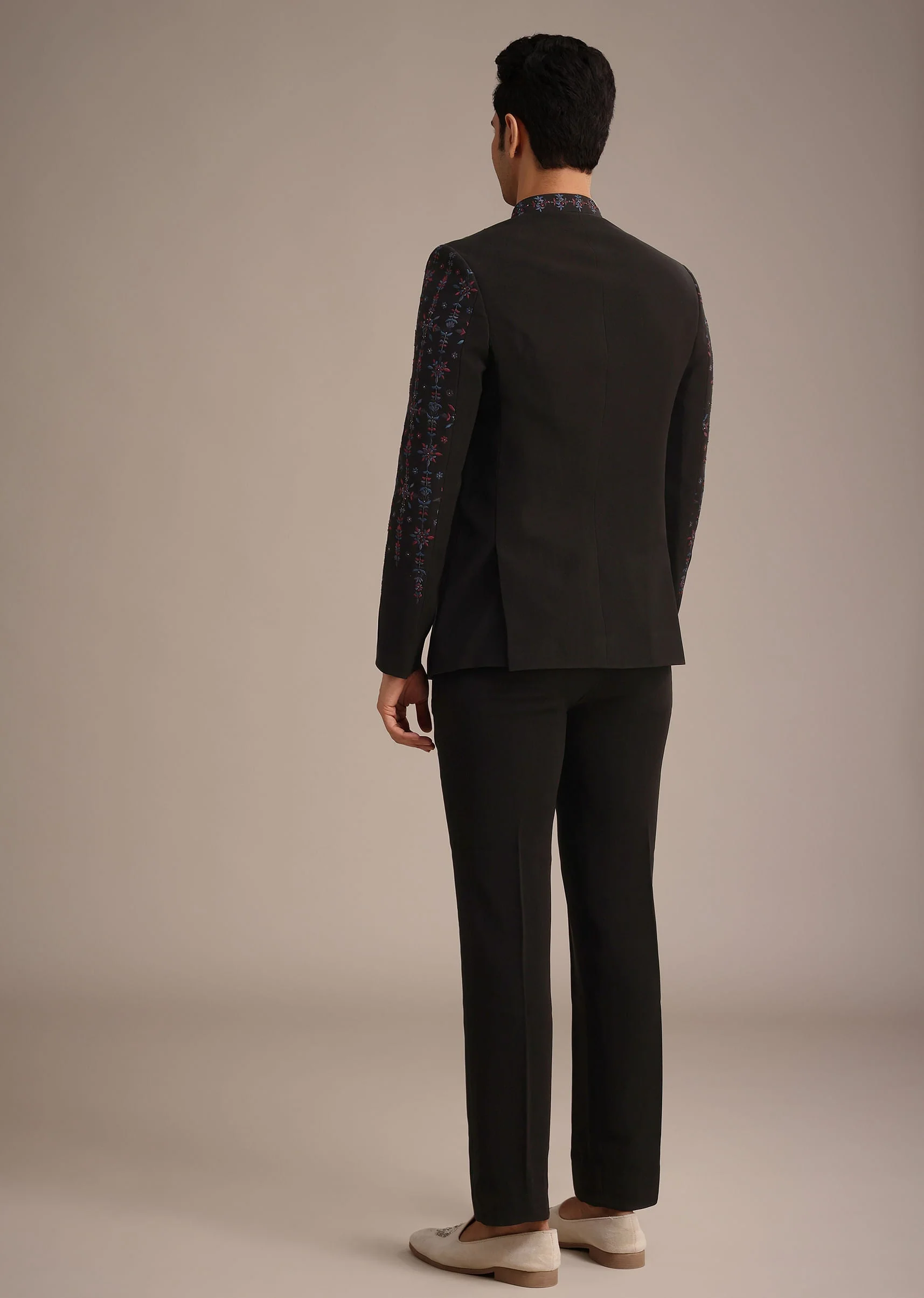 Black Indowestern Set With Cutdana Work - Image 5