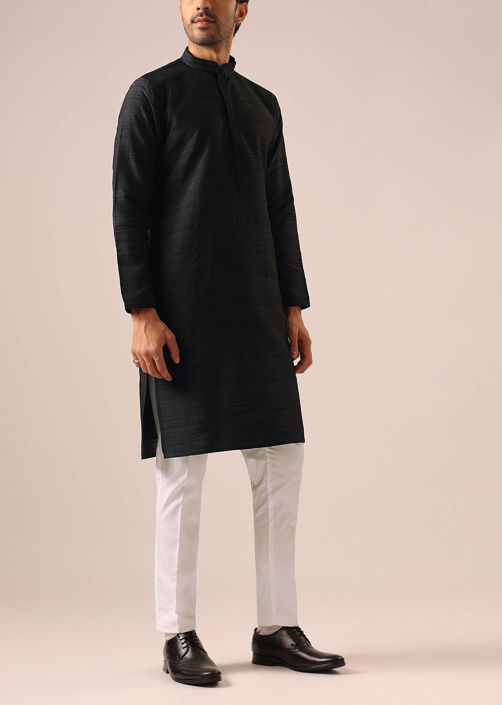 Black Jacket Kurta Set with Embroidered Work - Image 6