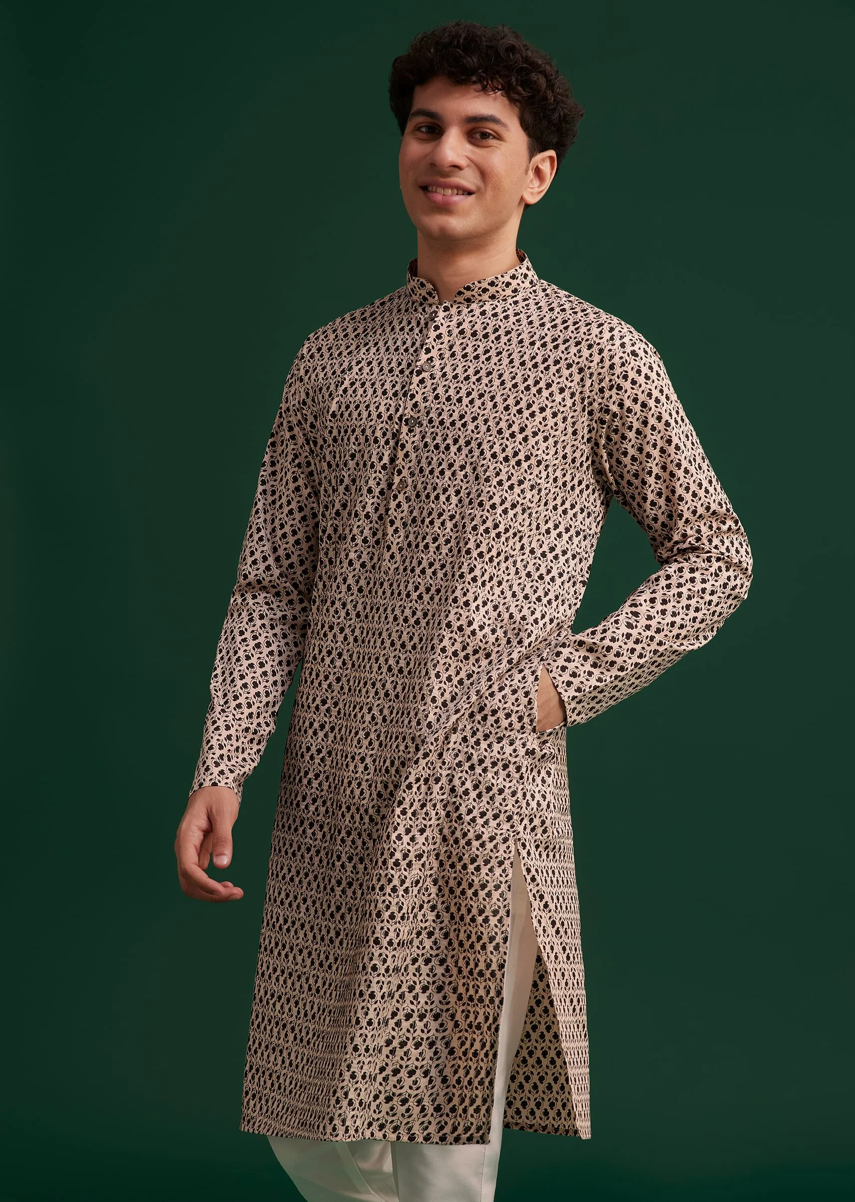 Black Jaipuri Cotton Block Printed Kurta Set - Image 2