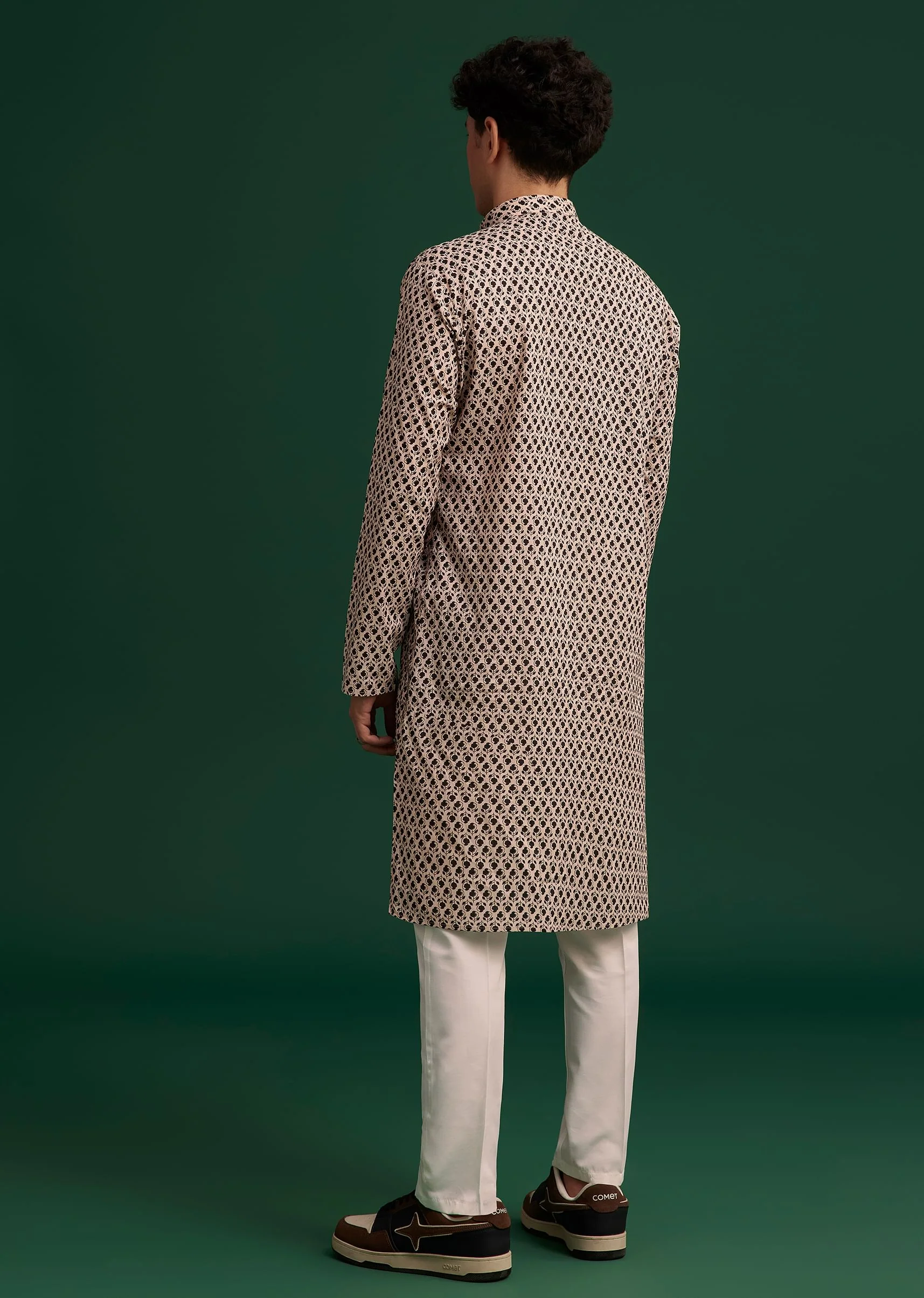 Black Jaipuri Cotton Block Printed Kurta Set - Image 5