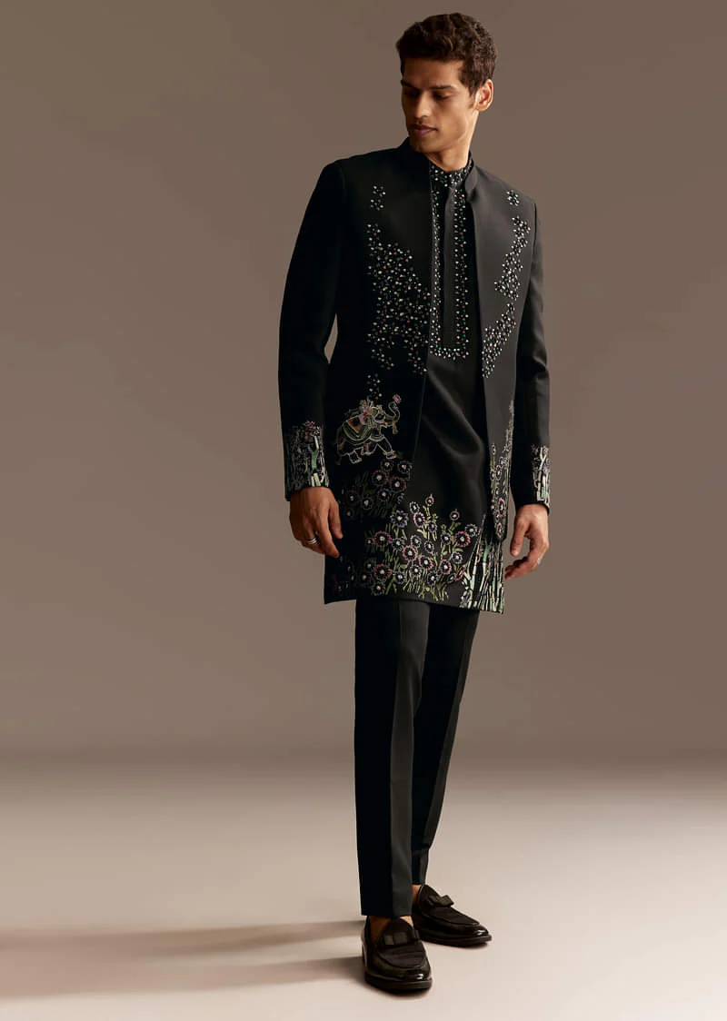 Black Jodhpuri Kurta Set - Image 5