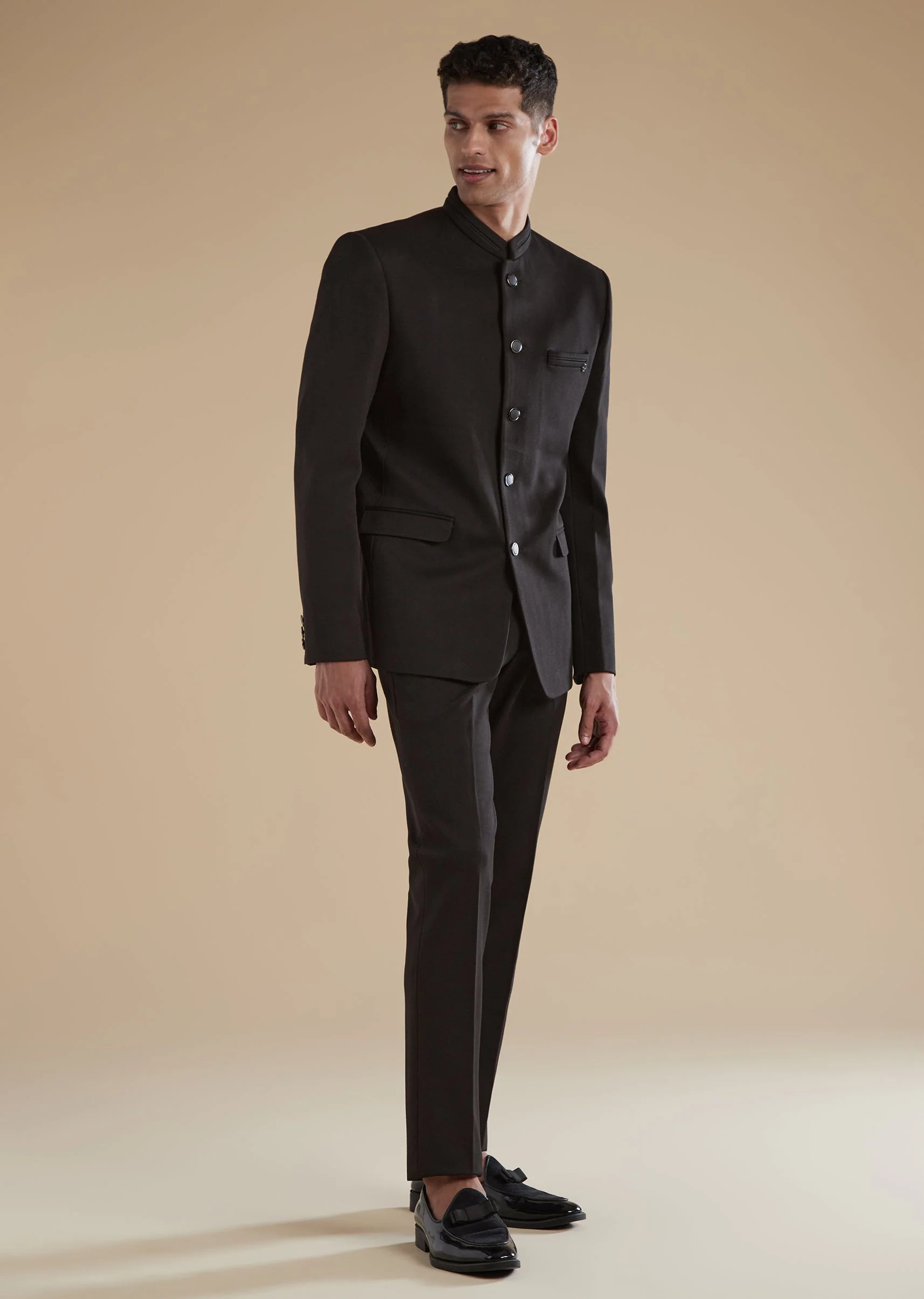 Black Jodhpuri Set In Classic Plain Finish - Image 3