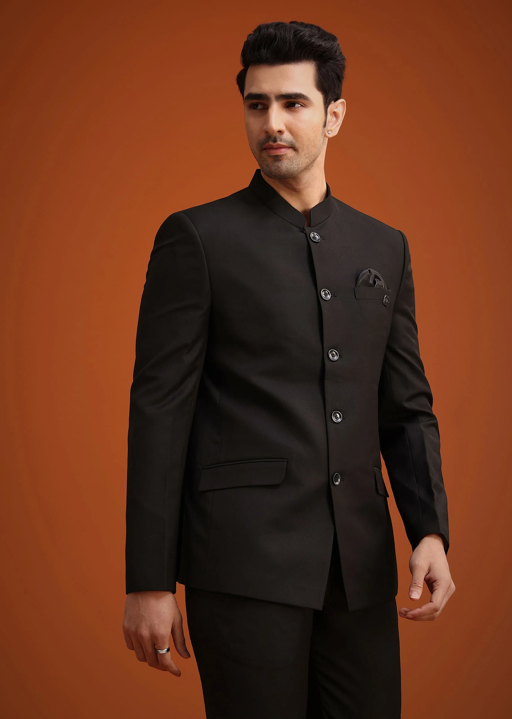 Black Jodhpuri Set With Pocket Square - Image 4