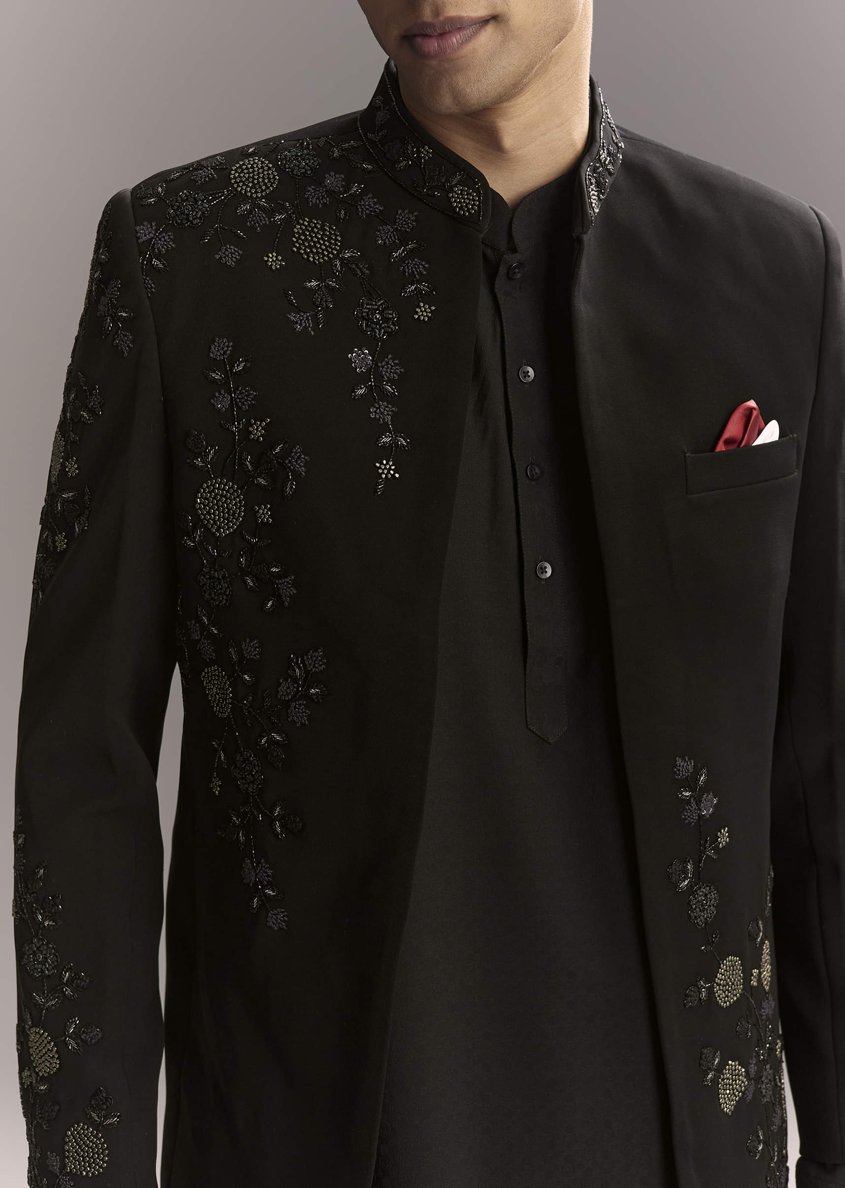Black Jodhpuri Suit For Men With Hand Embroidery - Image 2