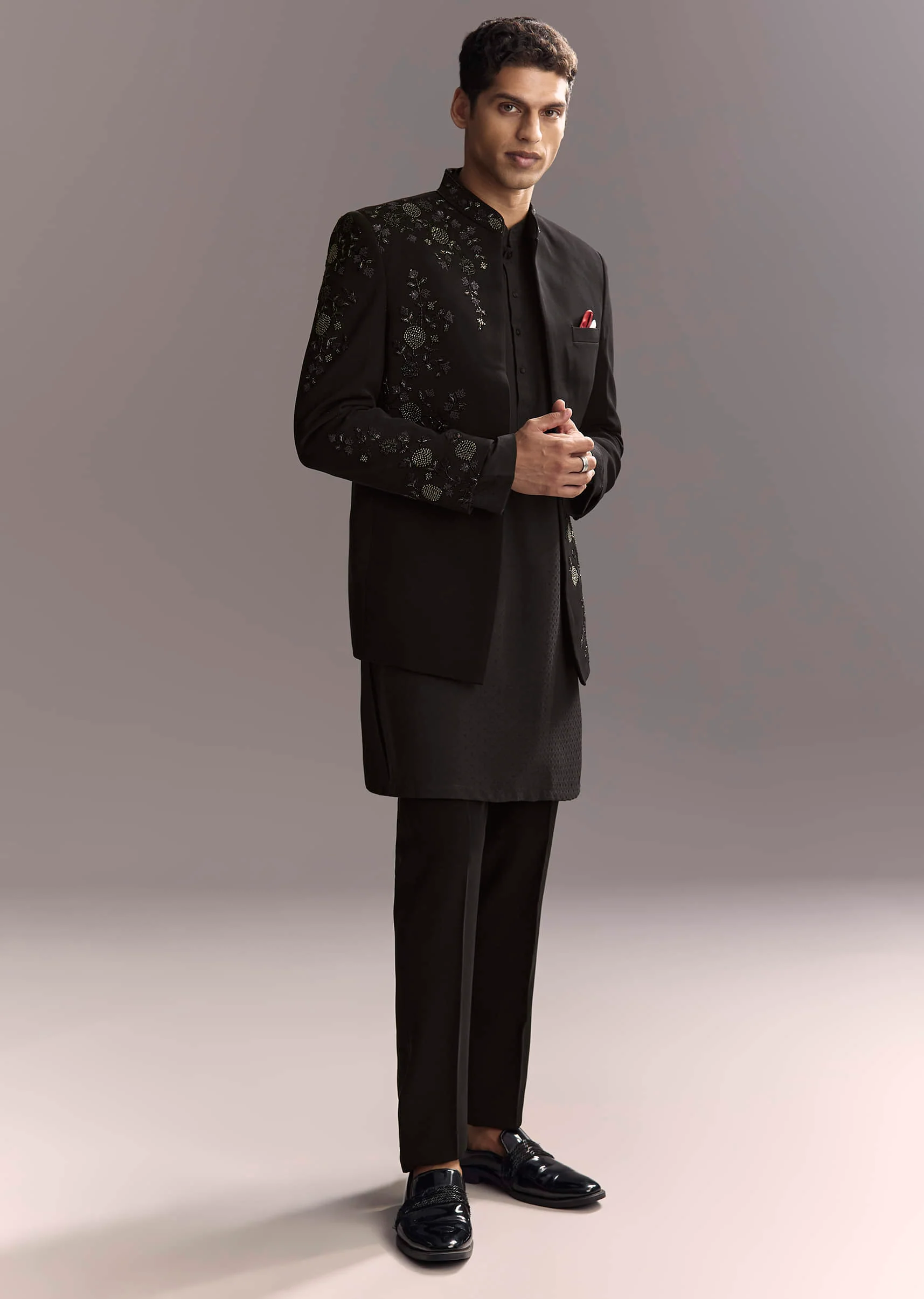 Black Jodhpuri Suit For Men With Hand Embroidery - Image 3